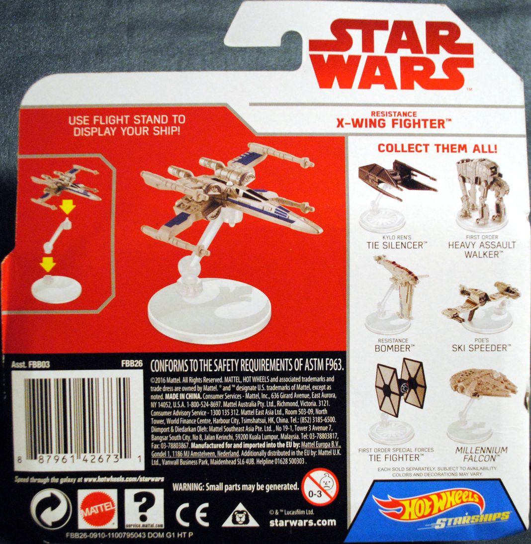 Hot Wheels Star Wars Vehicle Resistance X-wing Fighter Last Jedi - Hot Wheels by Mattel (Star Wars Hot Wheels) action figure collectible [Barcode 0887961426731] - Main Image 2