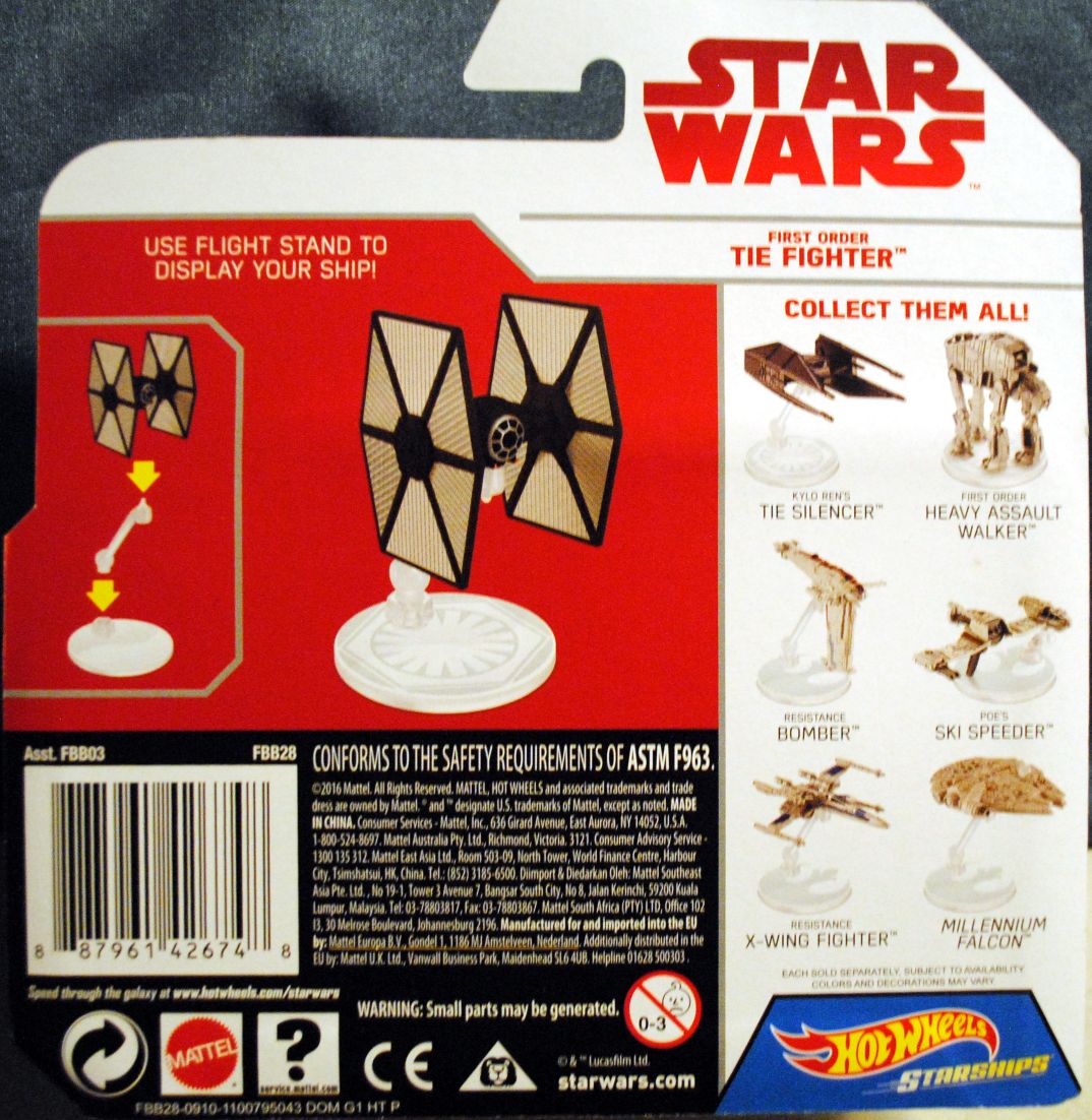 First Order TIE Fighter - Hot Wheels (Star Wars Hot Wheels) action figure collectible [Barcode 0887961426748] - Main Image 2