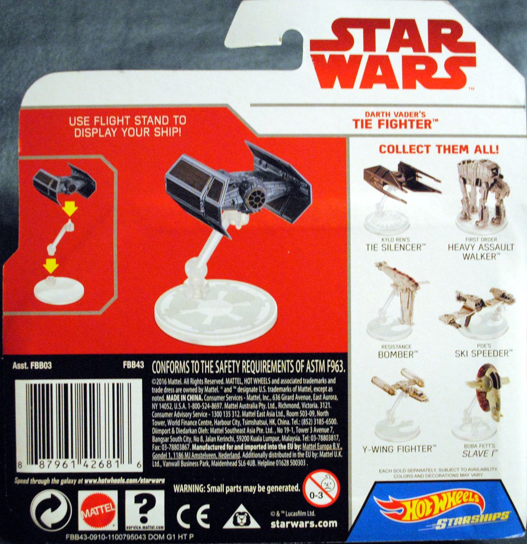 Darth Vader’s Tie Advance X1 Prototype - Hot Wheels by Mattel (Star Wars - A New Hope) action figure collectible [Barcode 0887961426816] - Main Image 2