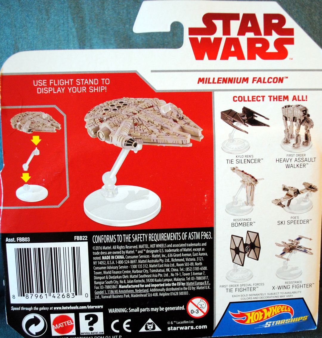 Hot Wheels Star Wars Vehicle Millennium Falcon Last Jedi - Hot Wheels by Mattel (Star Wars Hot Wheels) action figure collectible [Barcode 0887961426830] - Main Image 2