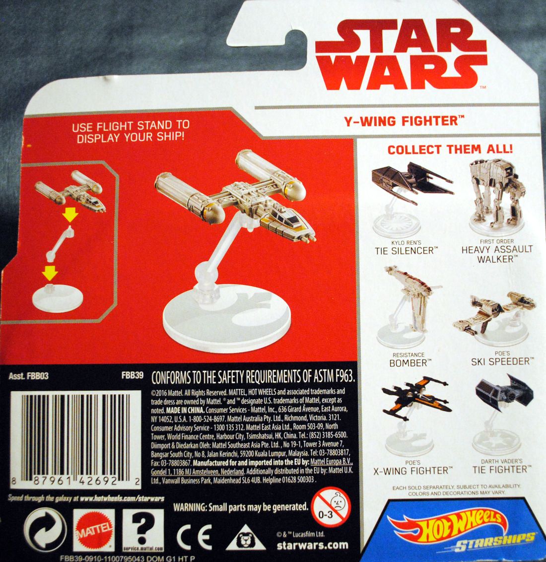 Hot Wheels Star Wars Vehicle Y-wing Fighter Last Jedi - Hot Wheels from Mattel (Star Wars Hot Wheels) action figure collectible [Barcode 0887961426922] - Main Image 2
