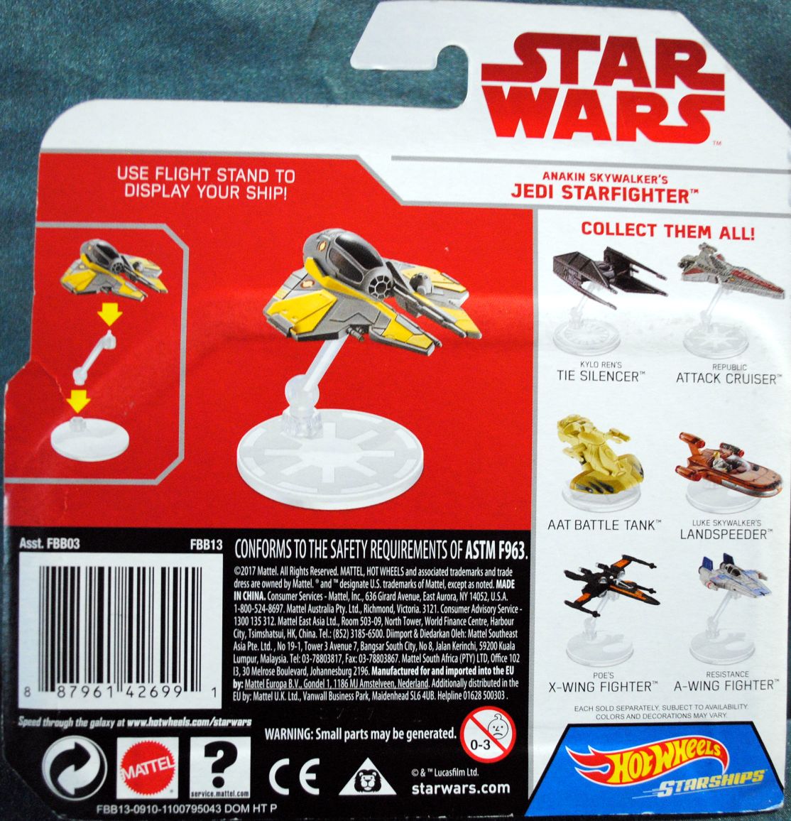 Hot Wheels Star Wars Vehicle Anakin Skywalker’s Jedi Starfighter Last Jedi - Hot Wheels by Mattel (Star Wars Hot Wheels) action figure collectible [Barcode 0887961426991] - Main Image 2