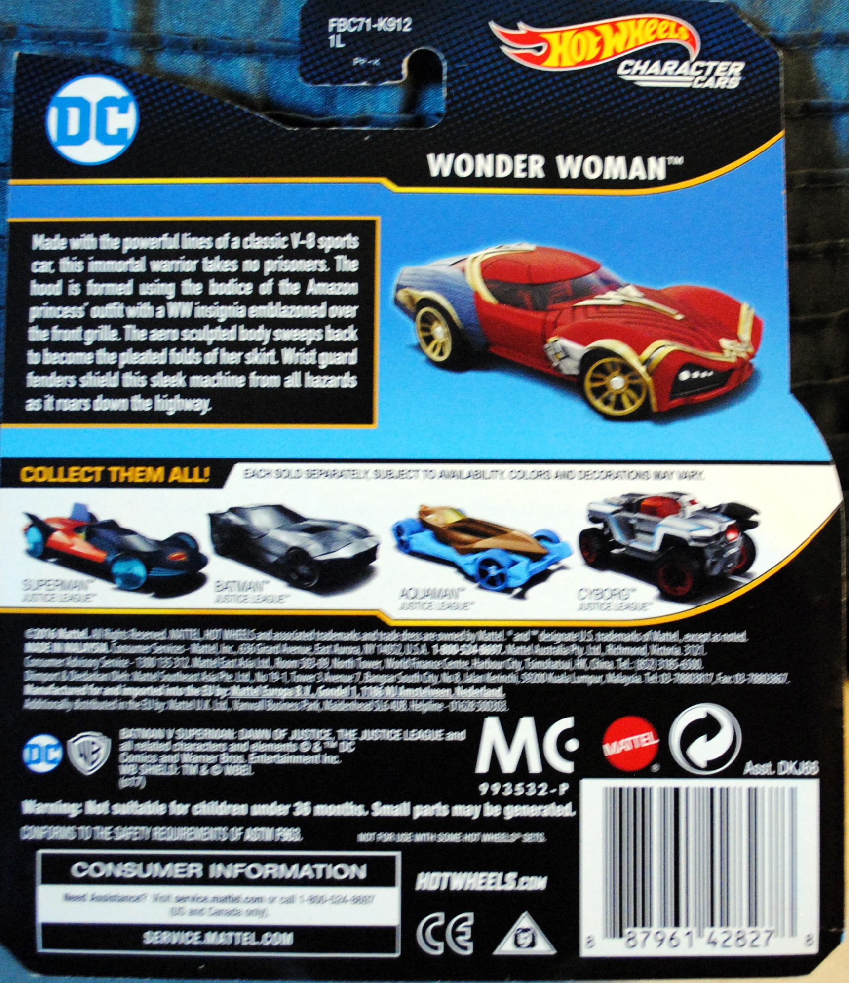 Hot Wheels DC Justice League Movie Character Car Wonder Woman - Hot Wheels by Mattel (Justice League Movie) action figure collectible [Barcode 0887961428278] - Main Image 2