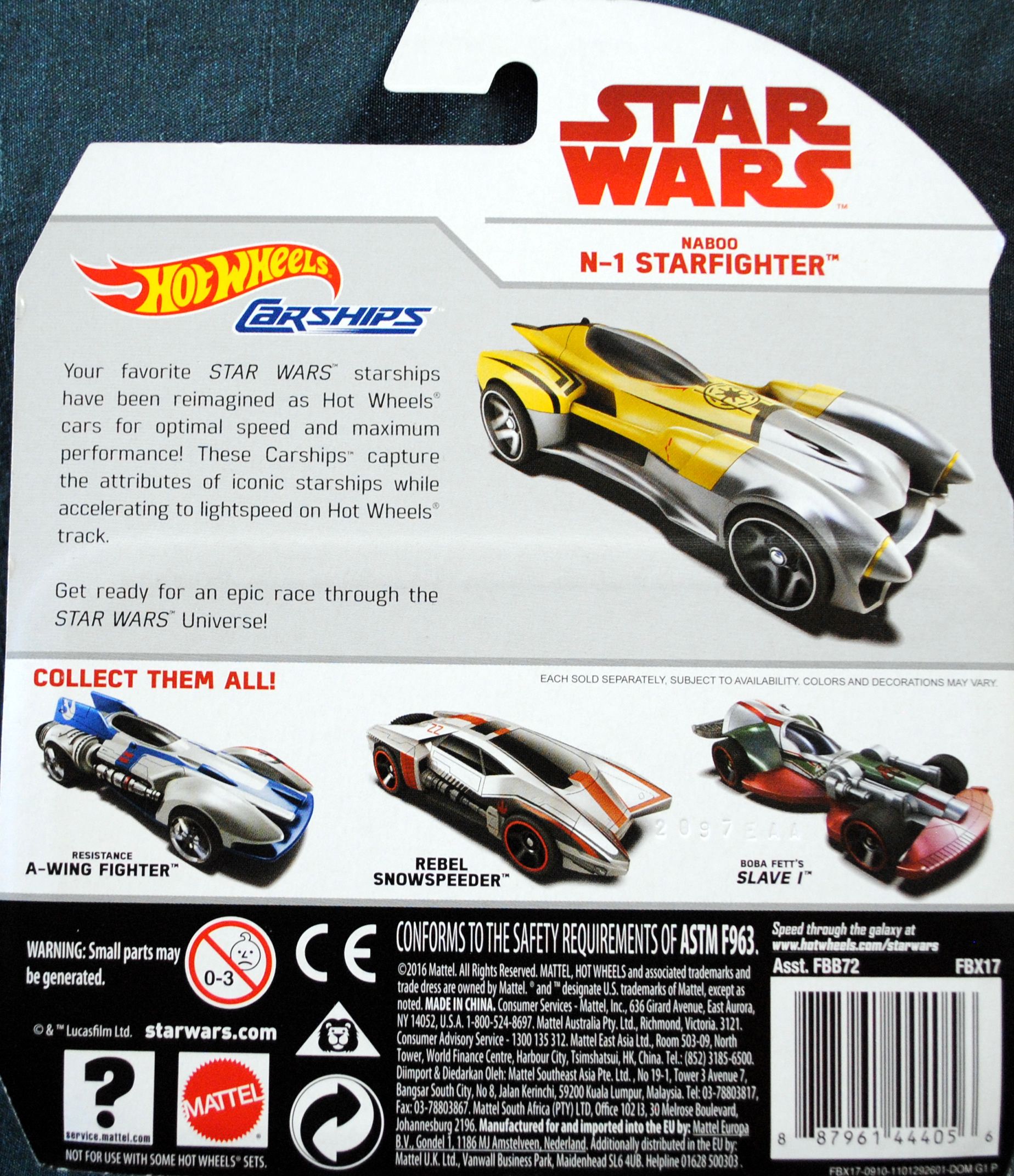 Hot Wheels Star Wars Carships Naboo N-1 Starfighter Last Jedi TPM - Hot Wheels by Mattel (Star Wars Hot Wheels) action figure collectible [Barcode 0887961444056] - Main Image 2