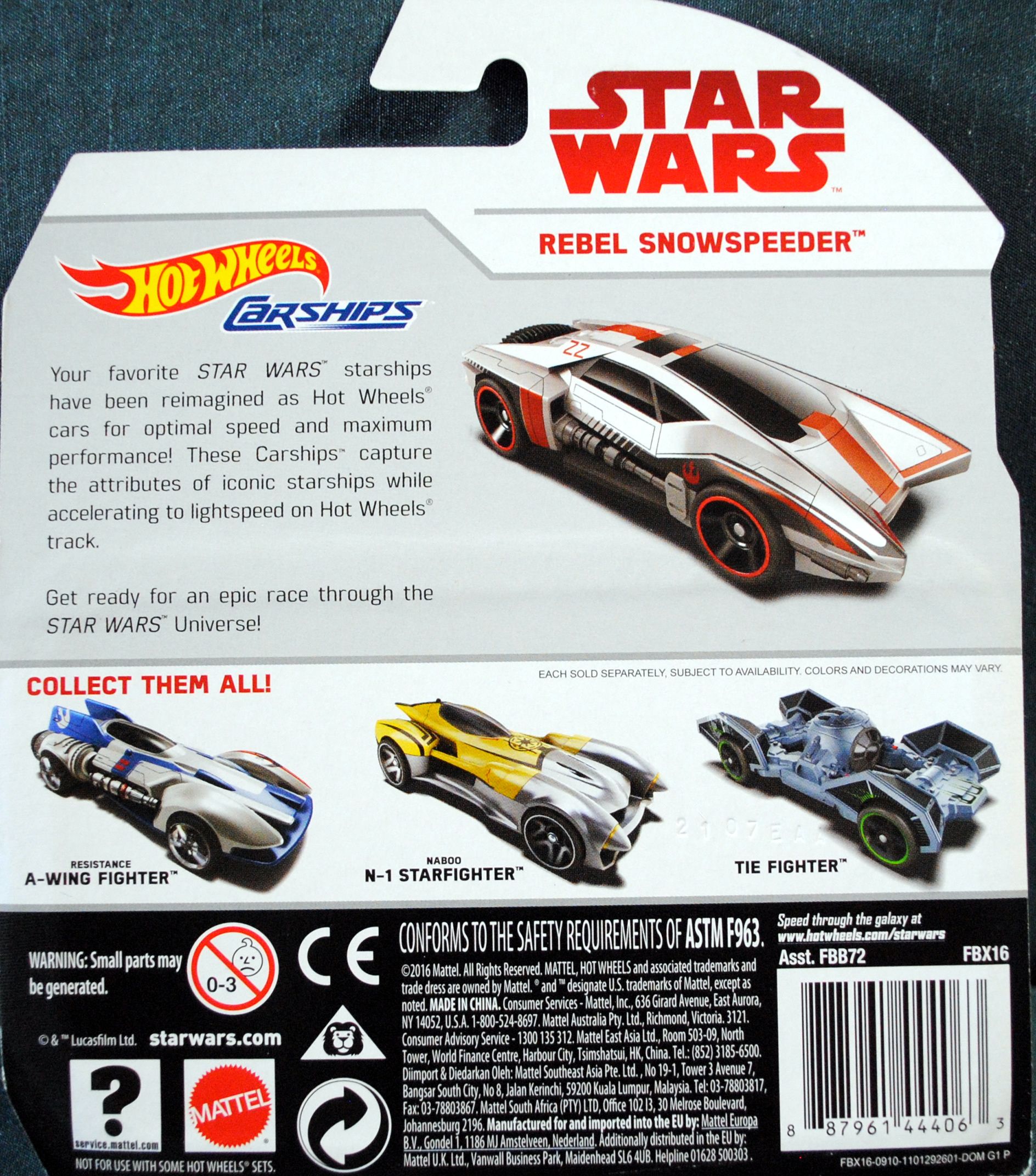 Hot Wheels Star Wars Carships Rebel Snowspeeder Last Jedi ESB - Hot Wheels by Mattel (Star Wars Hot Wheels) action figure collectible [Barcode 0887961444063] - Main Image 2