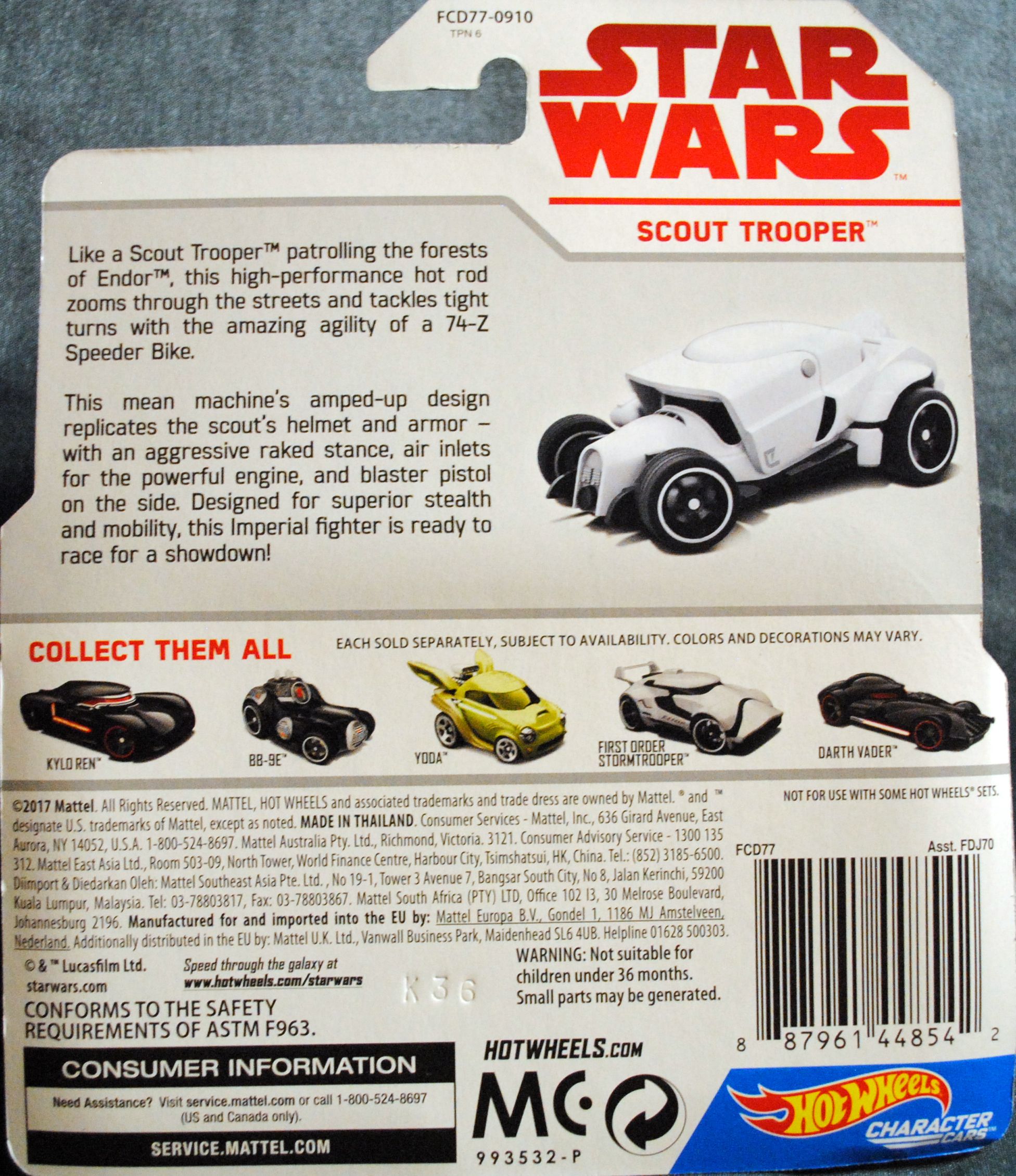 Hot Wheels Star Wars Character Biker Scout The Last Jedi - Hot Wheels by Mattel (Star Wars Hot Wheels) action figure collectible [Barcode 0887961448542] - Main Image 2