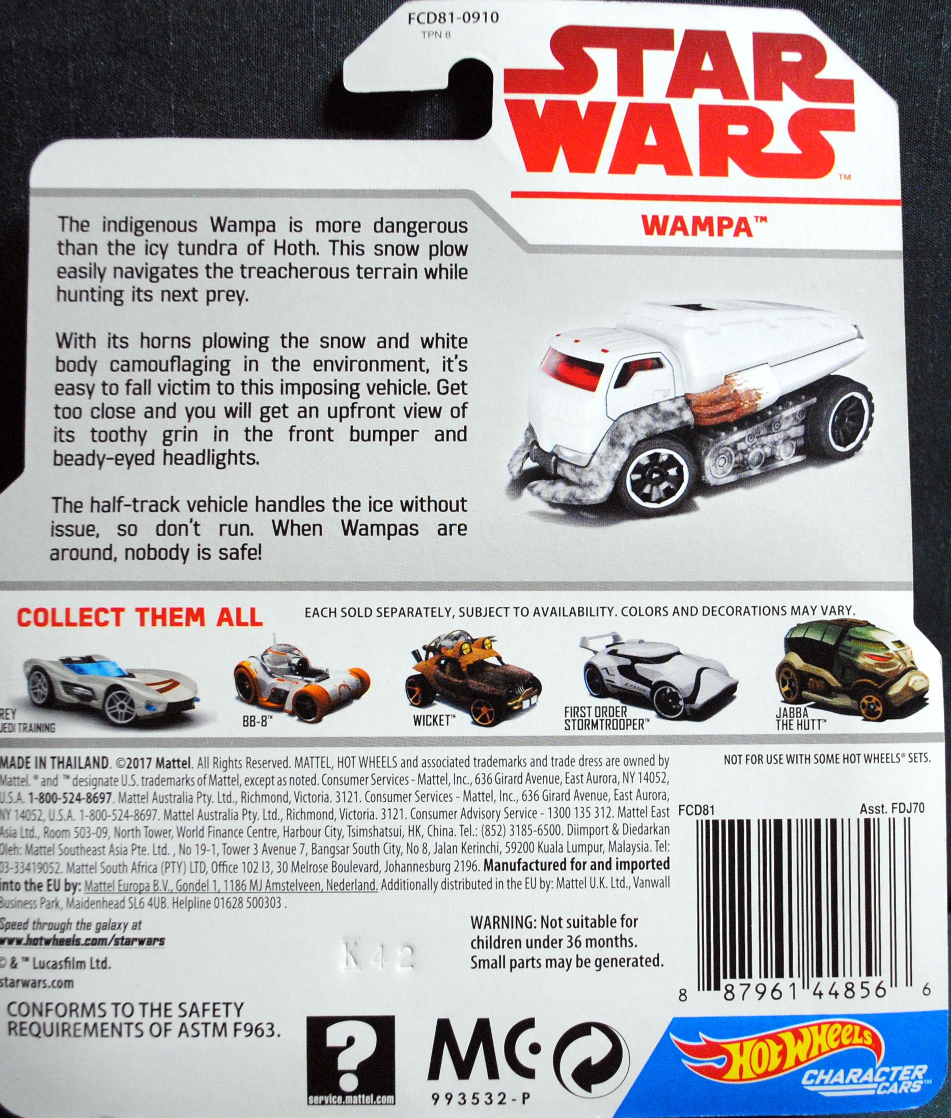 Hot Wheels Star Wars Character Wampa Last Jedi ESB - Hot Wheels from Mattel (Star Wars Hot Wheels) action figure collectible [Barcode 0887961448566] - Main Image 2