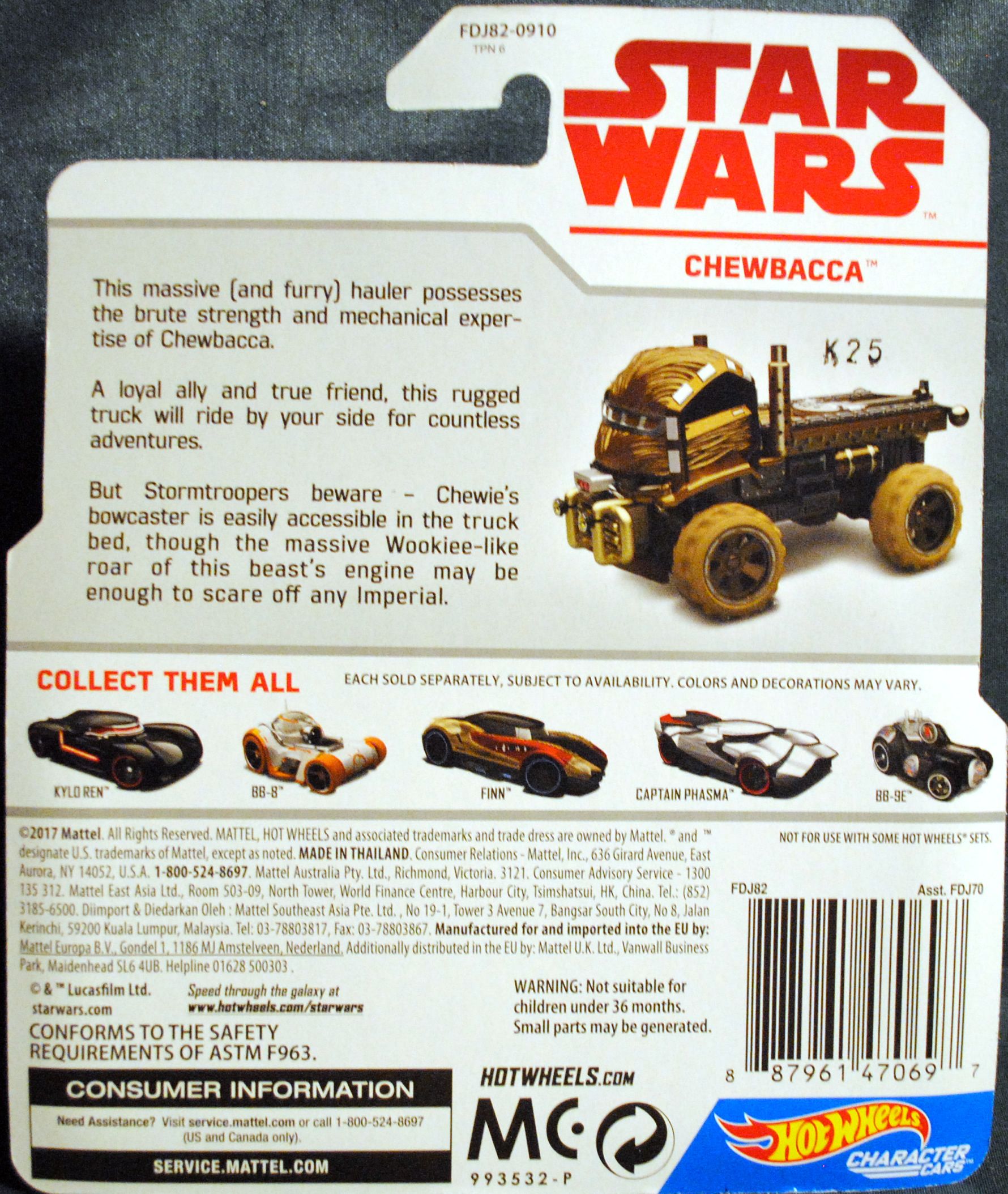 Hot Wheels Star Wars Character Chewbacca The Last Jedi - Hot Wheels by Mattel (Star Wars Hot Wheels) action figure collectible [Barcode 0887961470697] - Main Image 2