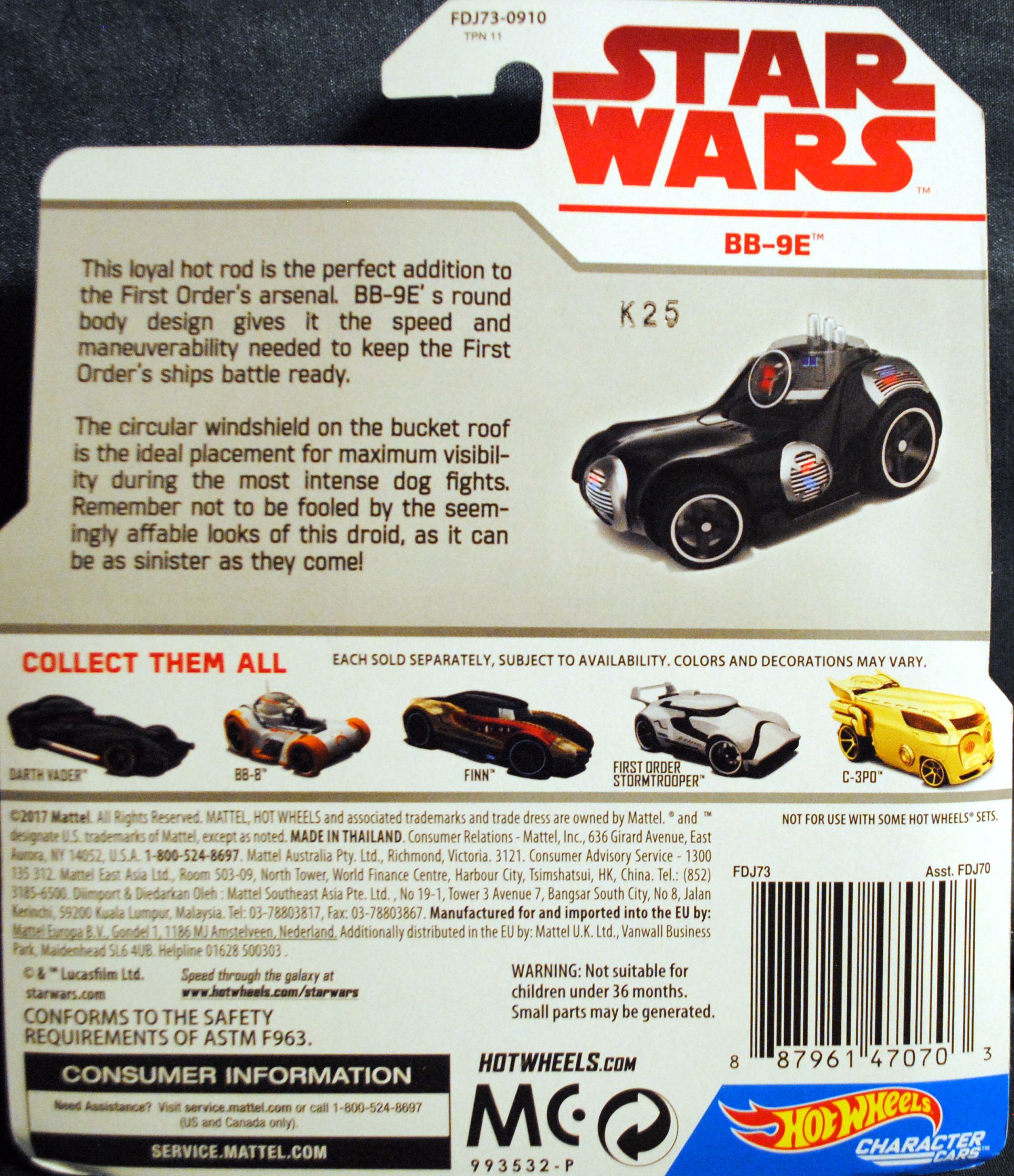 Hot Wheels Star Wars Character BB-9E Last Jedi - Hot Wheels by Mattel (Star Wars Hot Wheels) action figure collectible [Barcode 0887961470703] - Main Image 2
