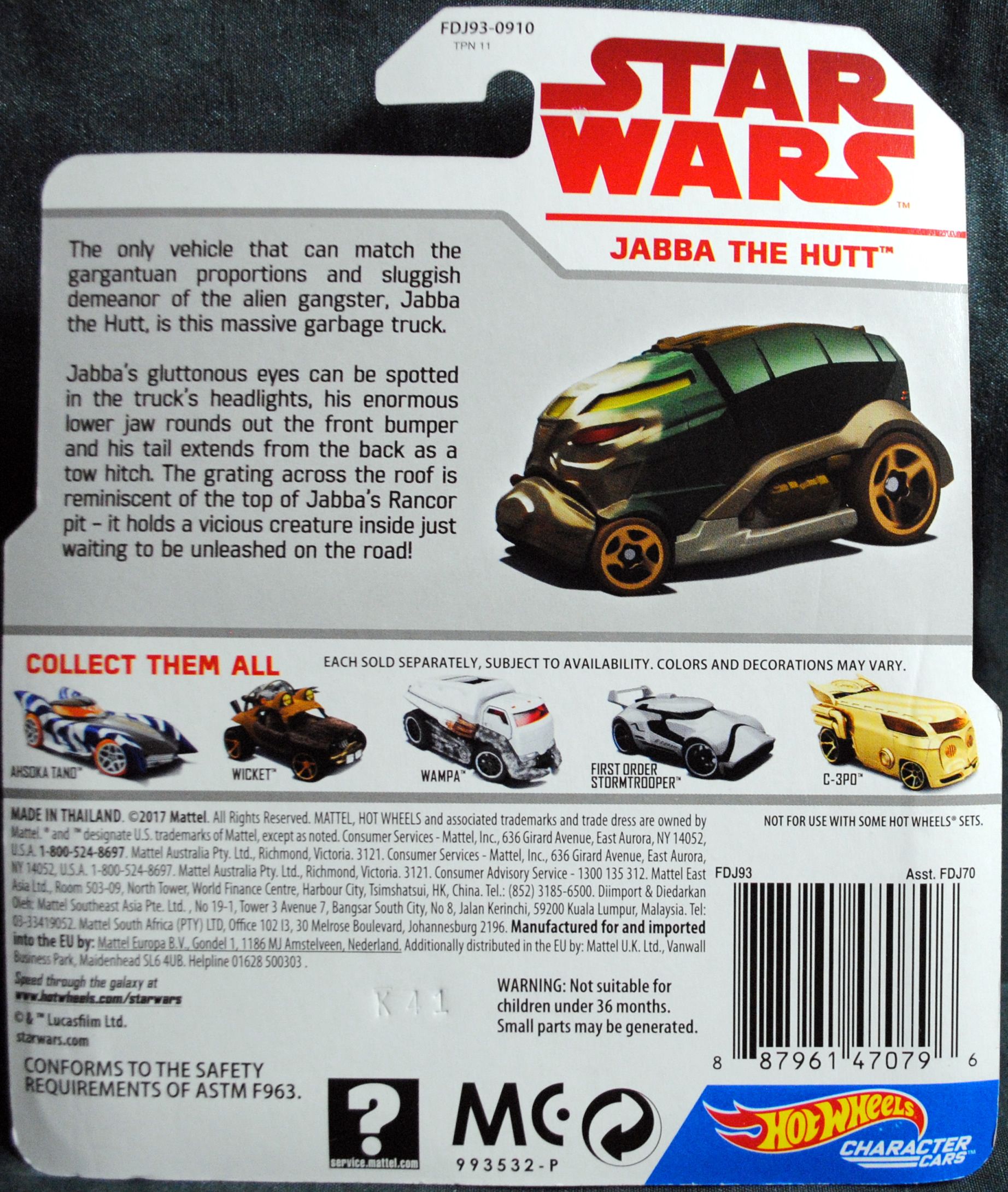 Hot Wheels Star Wars Character Jabba The Hutt The Last Jedi - Hot Wheels by Mattel (Star Wars Hot Wheels) action figure collectible [Barcode 0887961470796] - Main Image 2