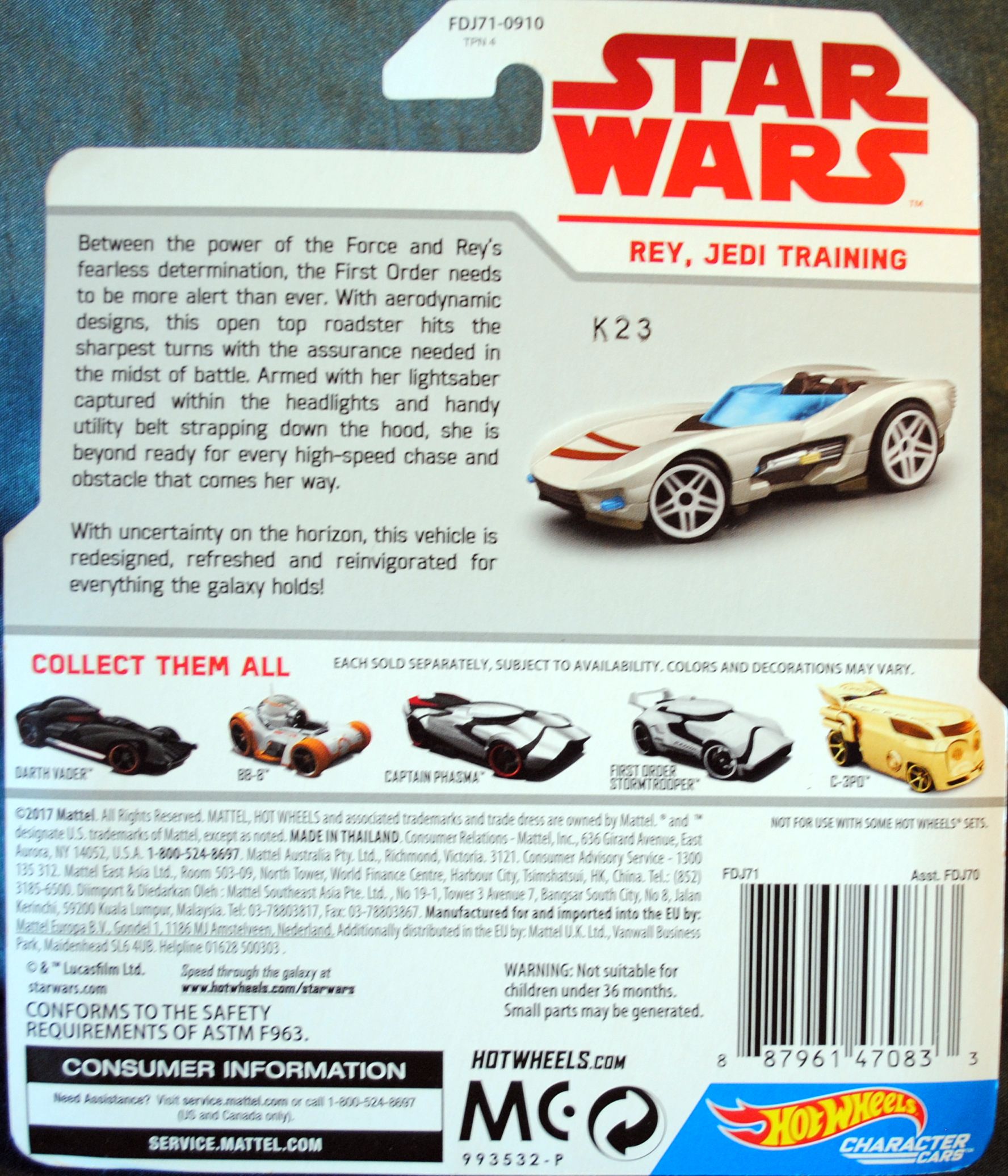 Hot Wheels Star Wars Character Rey (Jedi Training) The Last Jedi - Hot Wheels by Mattel (Star Wars Hot Wheels) action figure collectible [Barcode 0887961470833] - Main Image 2