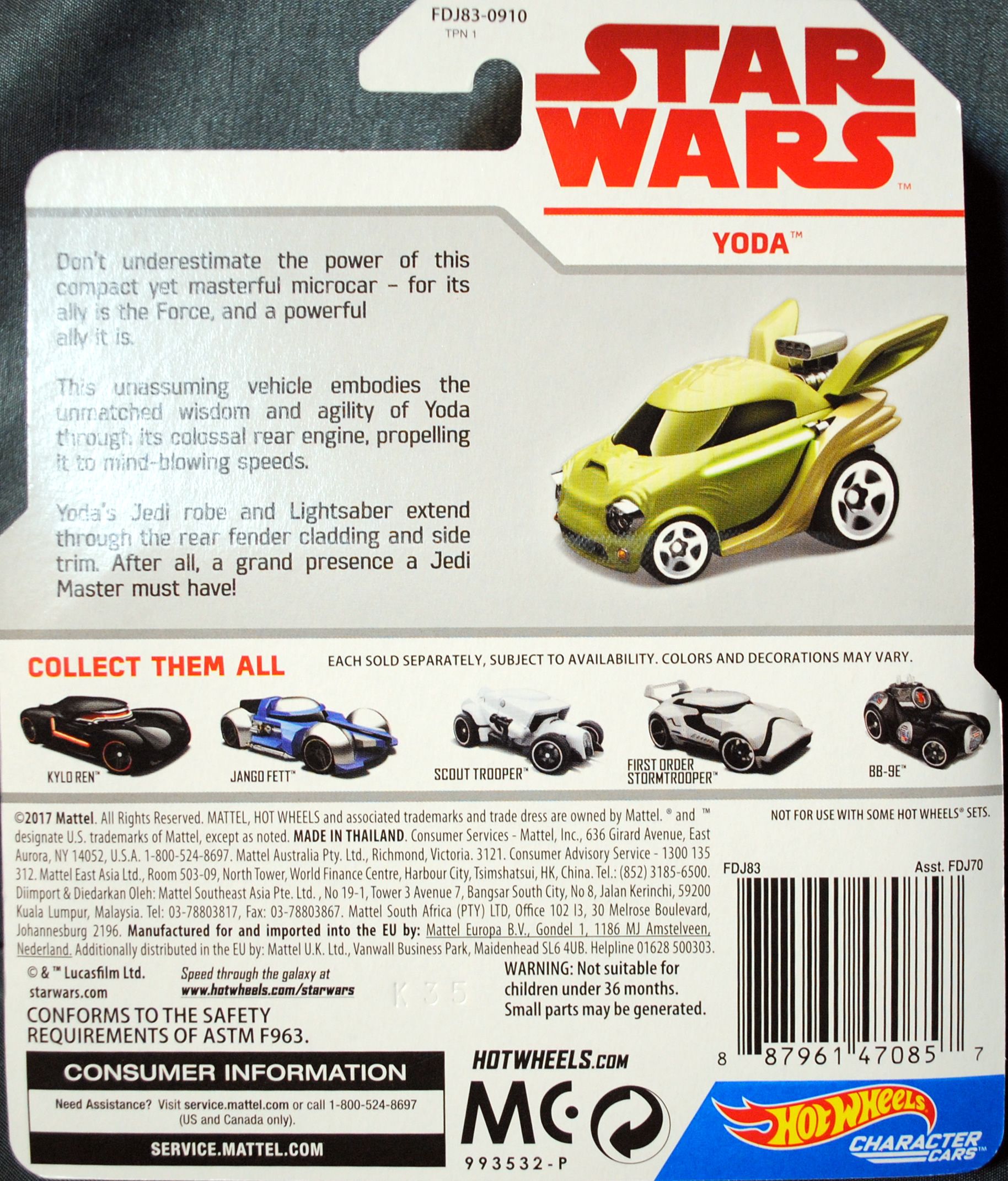 Hot Wheels Star Wars Character Yoda Last Jedi - Hot Wheels from Mattel (Star Wars Hot Wheels) action figure collectible [Barcode 0887961470857] - Main Image 2