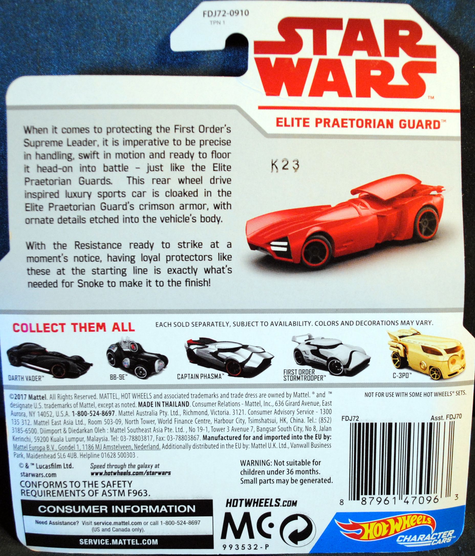 Hot Wheels Star Wars Character Praetorian Guard Last Jedi - Hot Wheels by Mattel (Star Wars Hot Wheels) action figure collectible [Barcode 0887961470963] - Main Image 2