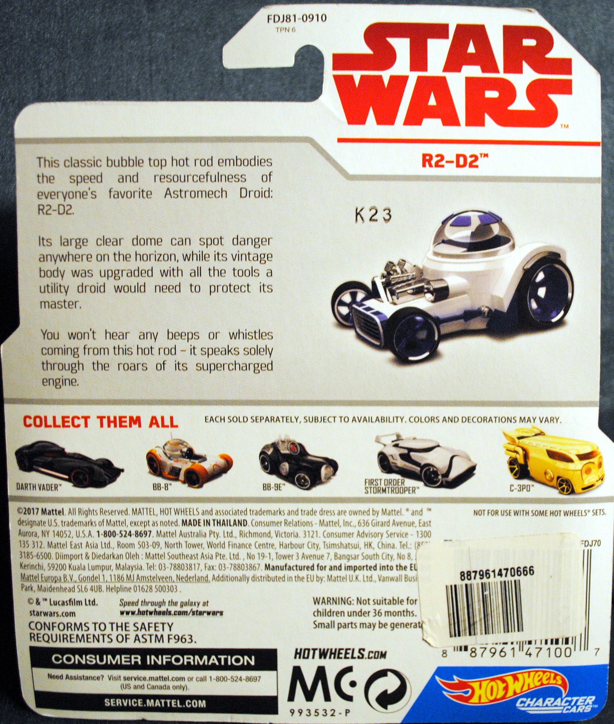 Hot Wheels Star Wars Character R2-D2 Last Jedi - Hot Wheels by Mattel (Star Wars Hot Wheels) action figure collectible [Barcode 0887961471007] - Main Image 2