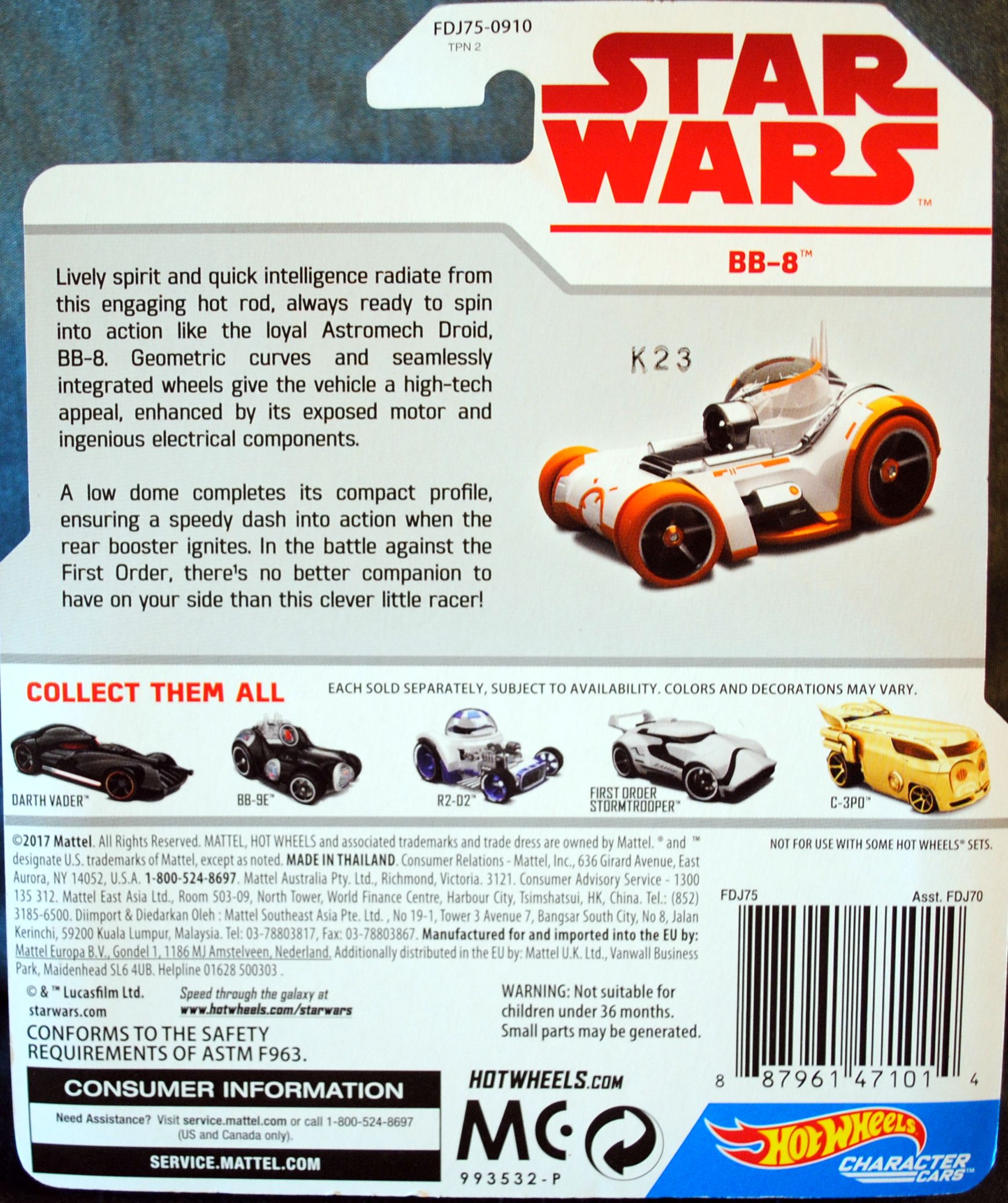 Hot Wheels Star Wars Character BB-8 The Last Jedi - Hot Wheels by Mattel (Star Wars Hot Wheels) action figure collectible [Barcode 0887961471014] - Main Image 2