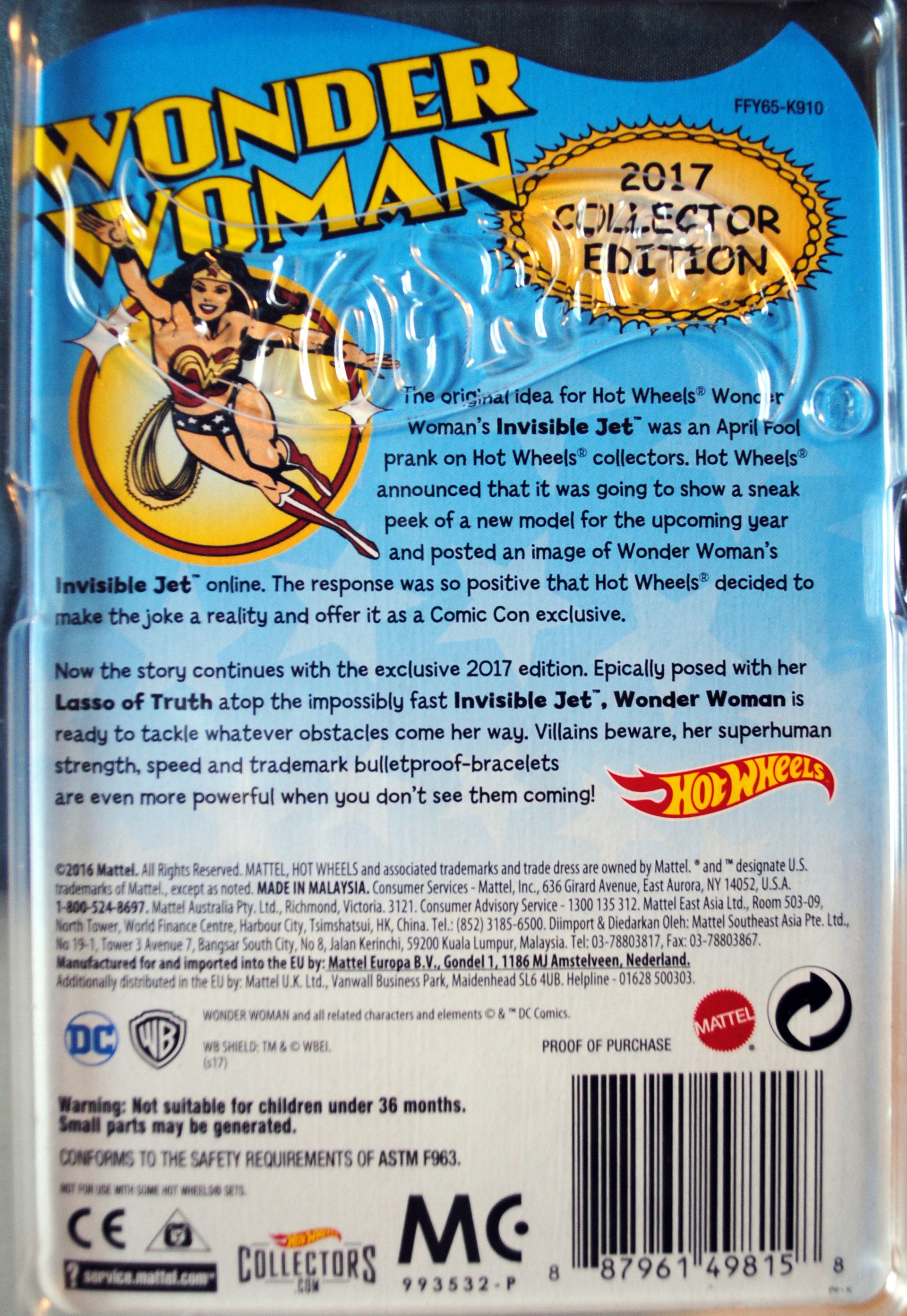 Hot Wheels DC Universe Vehicle - Wonder Woman Invisible Jet - Hot Wheels by Mattel (Wonder Woman) action figure collectible [Barcode 0887961498158] - Main Image 2