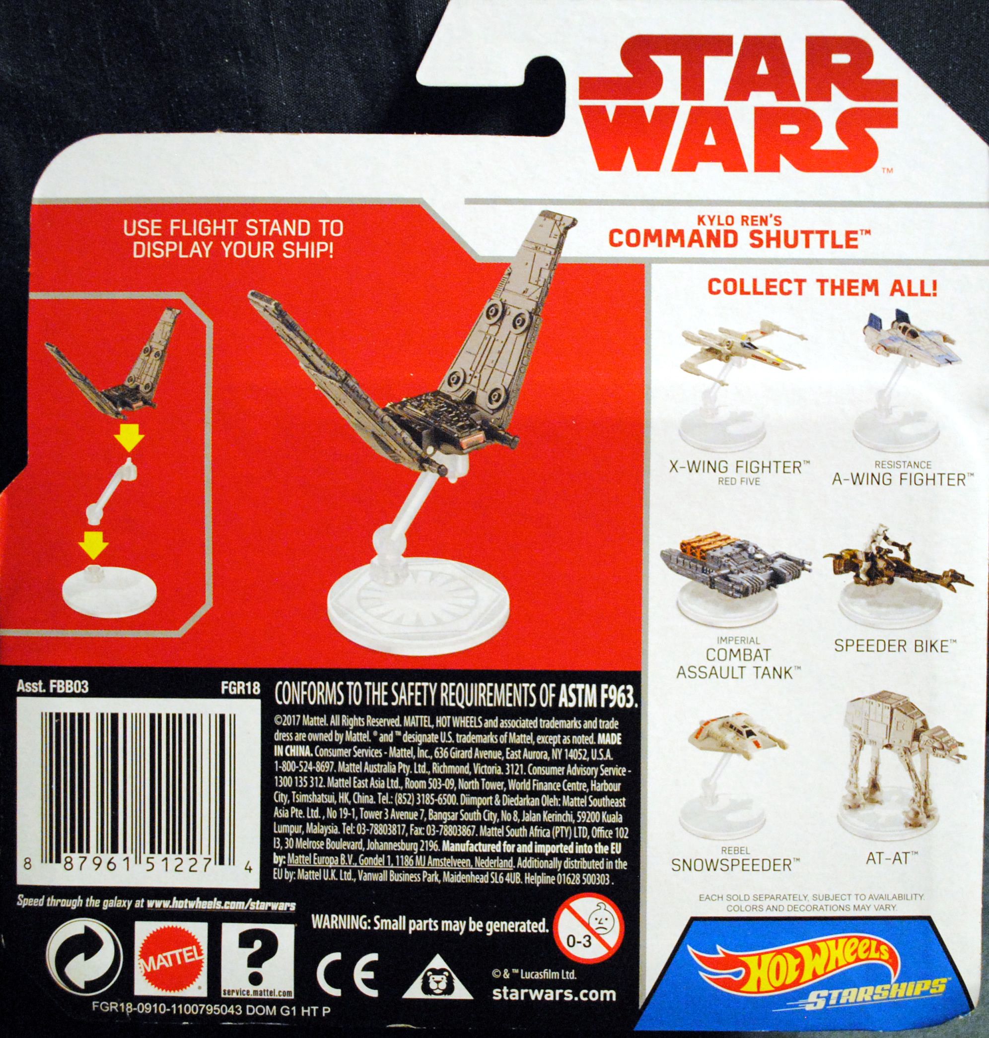 Hot Wheels Star Wars Vehicle Kylo Ren’s Command Shuttle Last Jedi - Hot Wheels by Mattel (Star Wars Hot Wheels) action figure collectible [Barcode 0887961512274] - Main Image 2