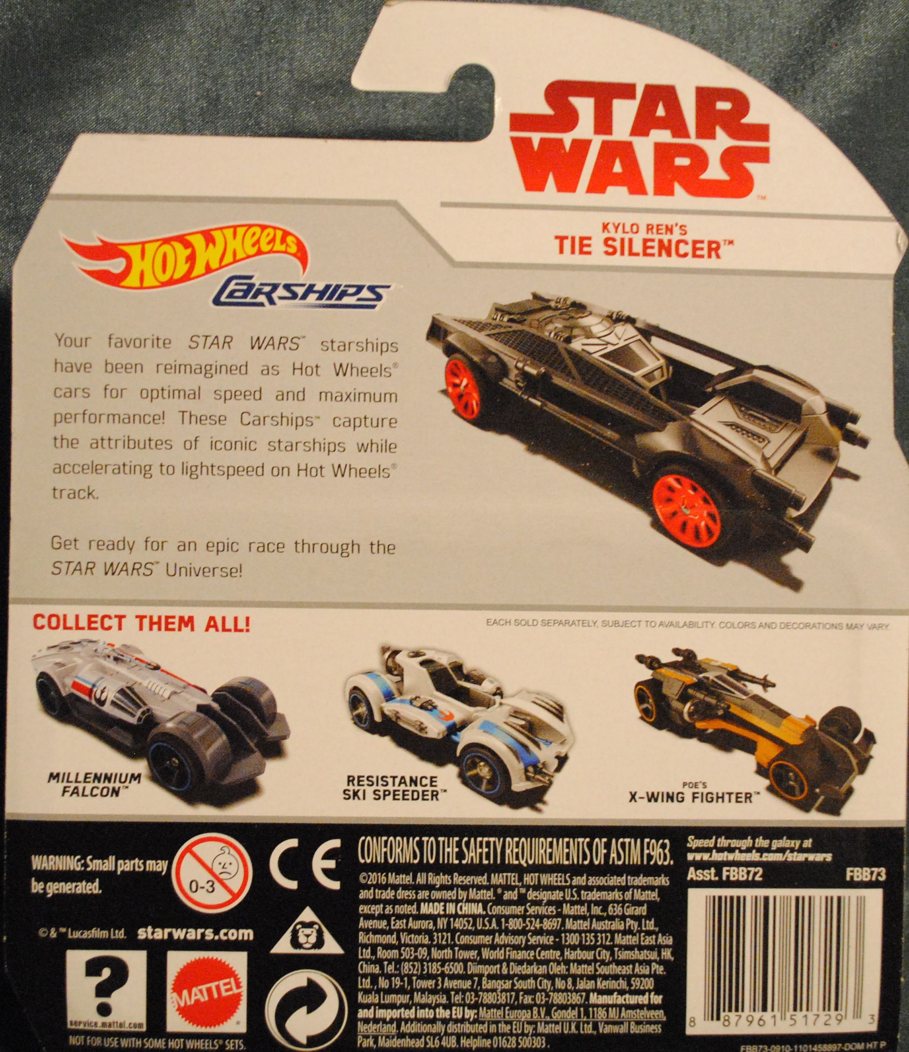Hot Wheels Star Wars Carships Tie Silencer Last Jedi - Hot Wheels by Mattel (Star Wars Hot Wheels) action figure collectible [Barcode 0887961517293] - Main Image 2