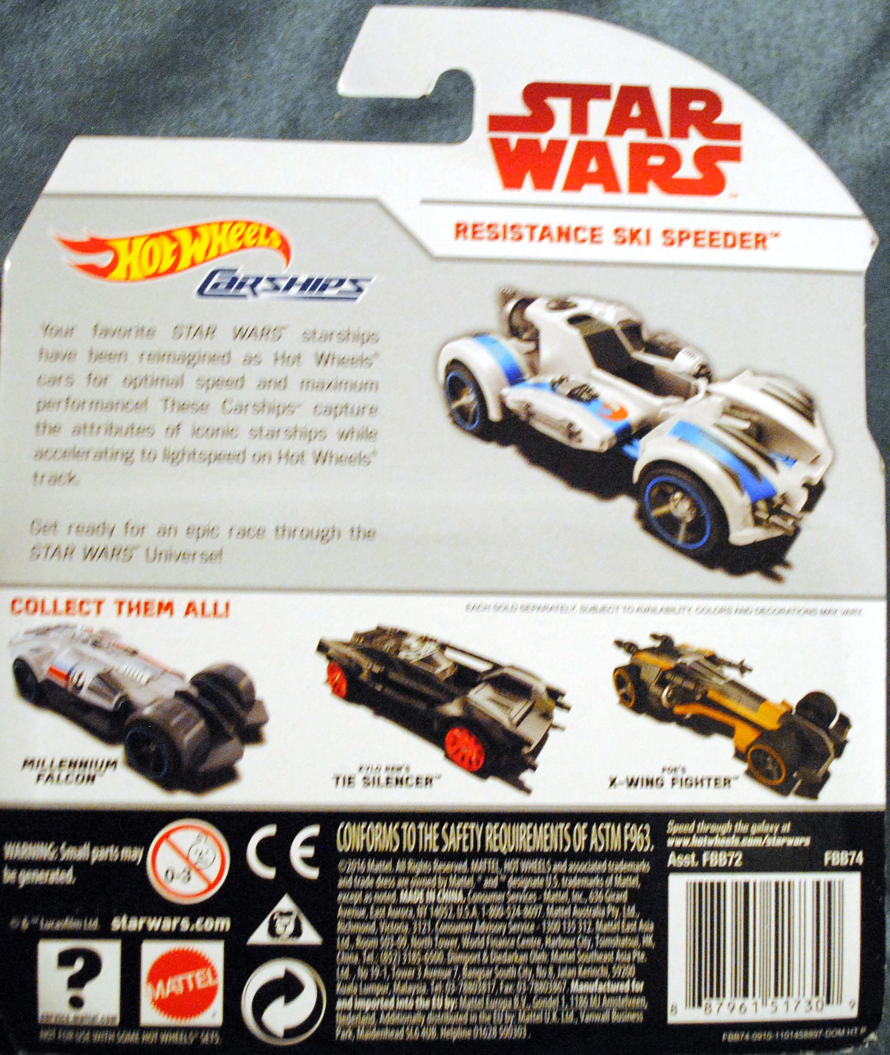 Hot Wheels Star Wars Carships Resistance Ski Speeder Last Jedi - Hasbro. (Star Wars Hot Wheels) action figure collectible [Barcode 0887961517309] - Main Image 2
