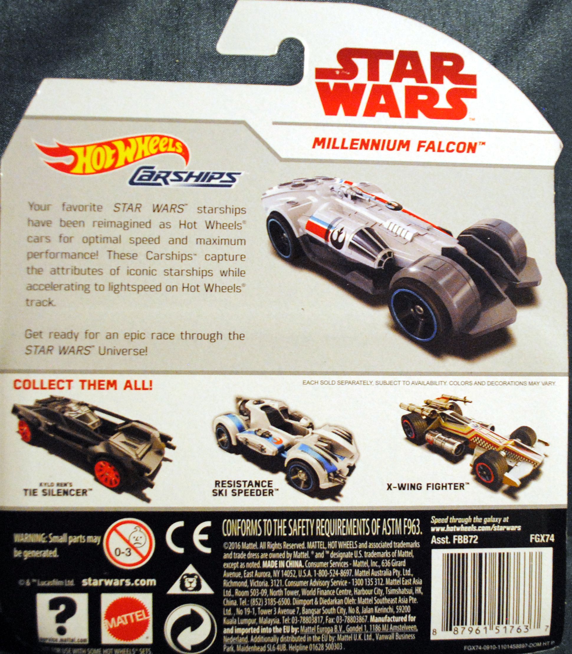 Hot Wheels Star Wars Carships Millennium Falcon Last Jedi - Hot Wheels by Mattel (Star Wars Hot Wheels) action figure collectible [Barcode 0887961517637] - Main Image 2