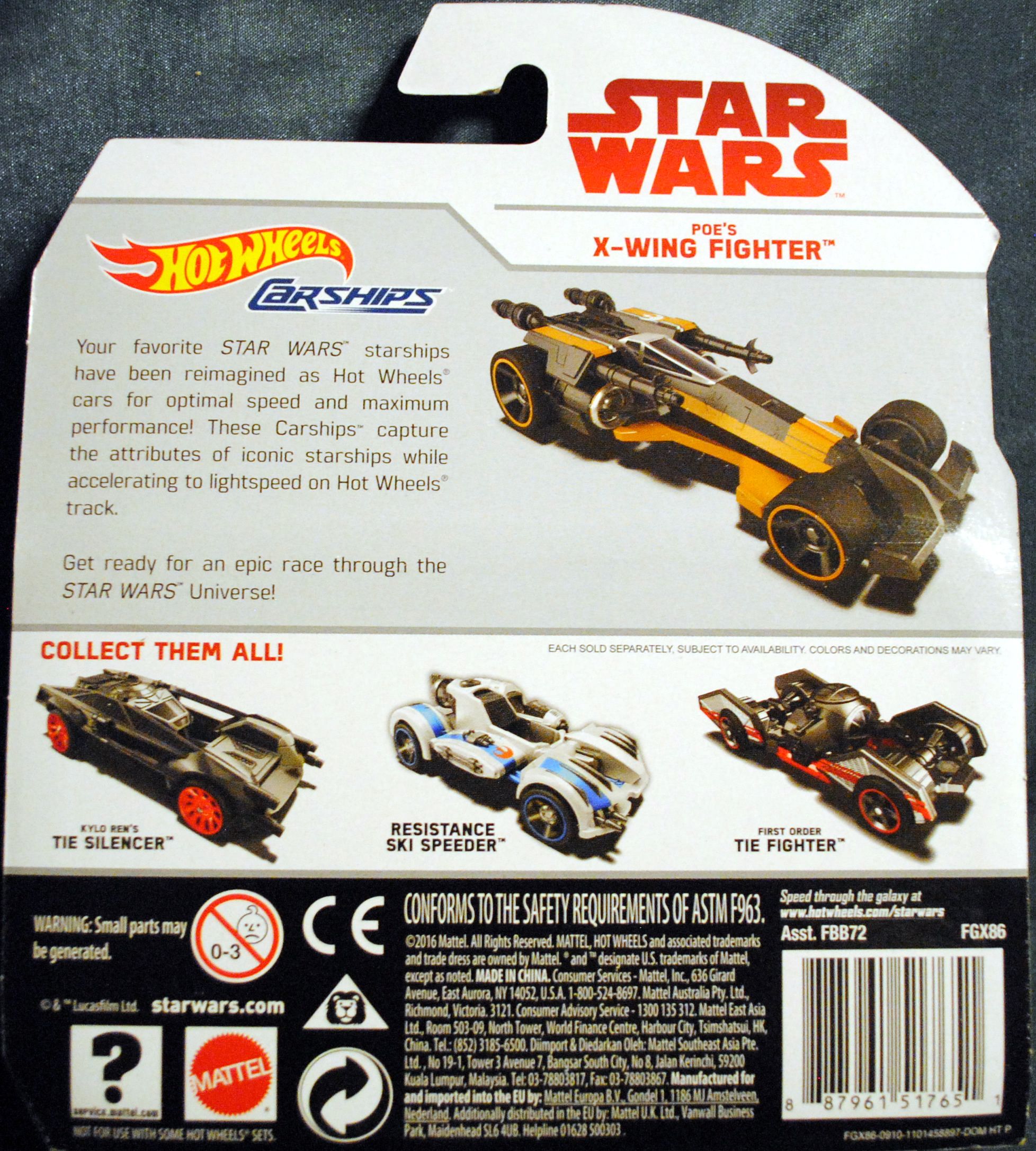 Hot Wheels Star Wars Carships Poe’s X-wing Fighter Last Jedi - Hot Wheels by Mattel (Star Wars Hot Wheels) action figure collectible [Barcode 0887961517651] - Main Image 2