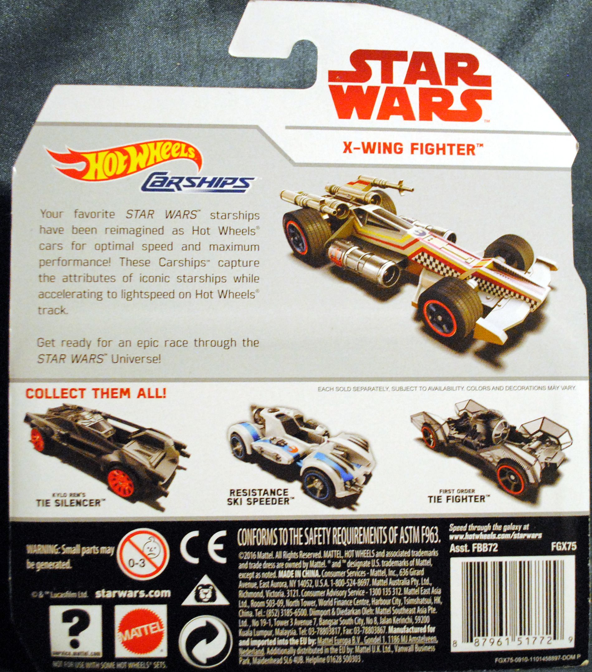 Hot Wheels Star Wars Carships X-wing Fighter Last Jedi - Hot Wheels from Mattel (Star Wars Hot Wheels) action figure collectible [Barcode 0887961517729] - Main Image 2