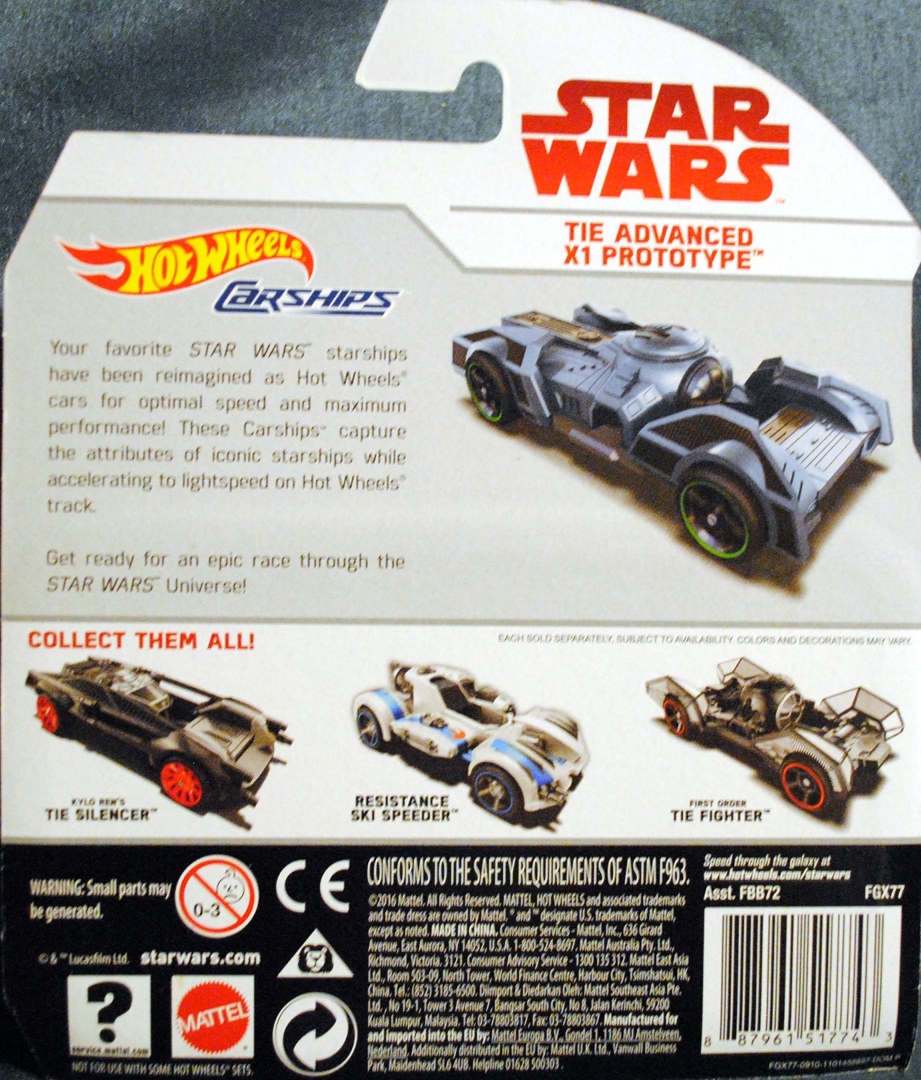 Hot Wheels Star Wars Carships Tie Advanced X1 Prototype Last Jedi - Hot Wheels from Mattel (Star Wars Hot Wheels) action figure collectible [Barcode 0887961517743] - Main Image 2