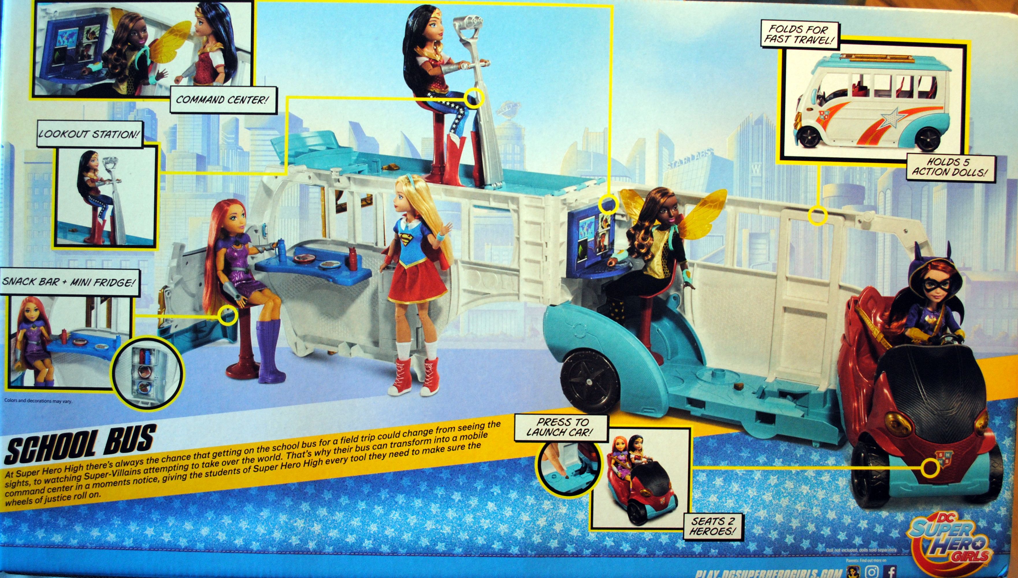 DC Super Hero Girls 12 inch Vehicle School Bus & Command Center - DC Mattel (DC Super Hero Girls) action figure collectible [Barcode 0887961518313] - Main Image 2
