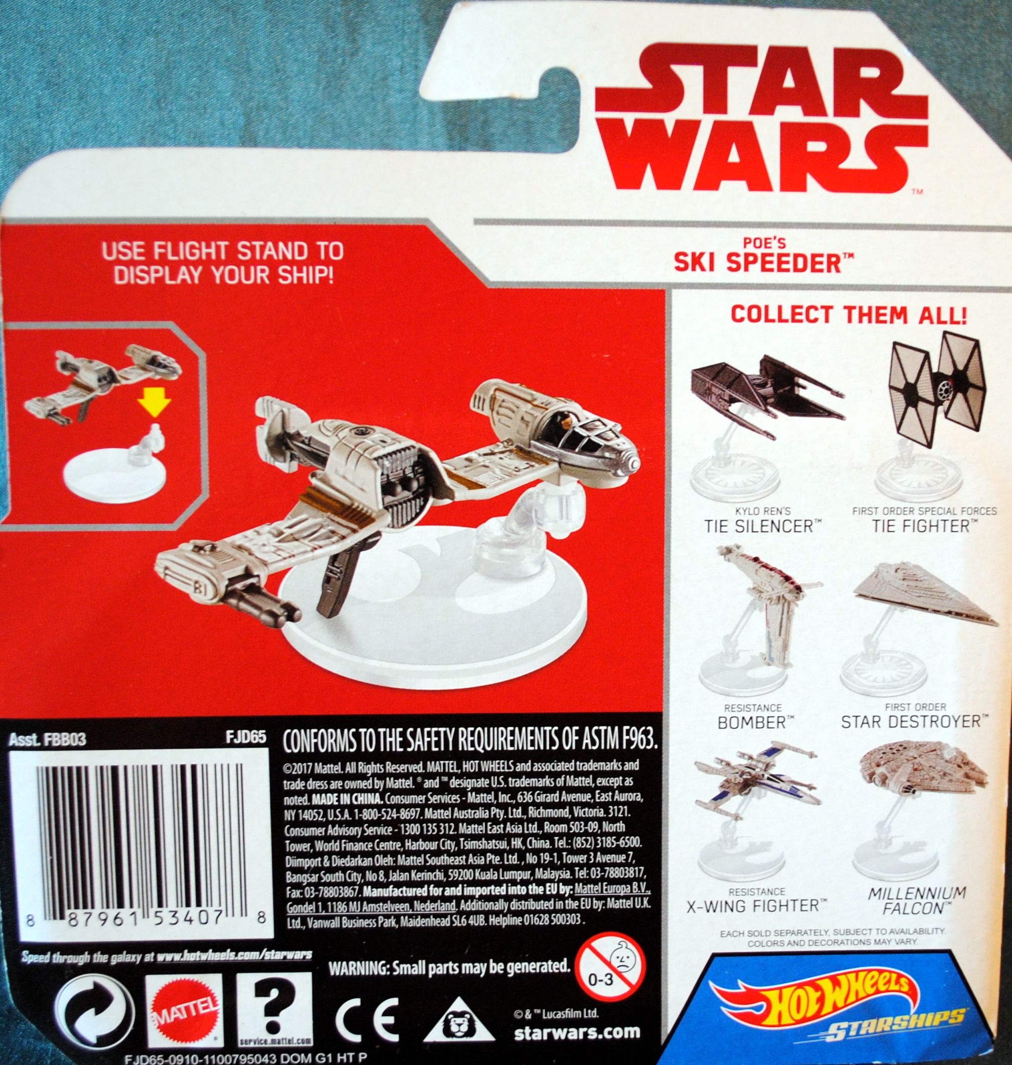 Hot Wheels Star Wars Vehicle Poe’s Ski Speeder Last Jedi - Hot Wheels by Mattel (Star Wars Episode VIII The Last Jedi) action figure collectible [Barcode 0887961534078] - Main Image 2