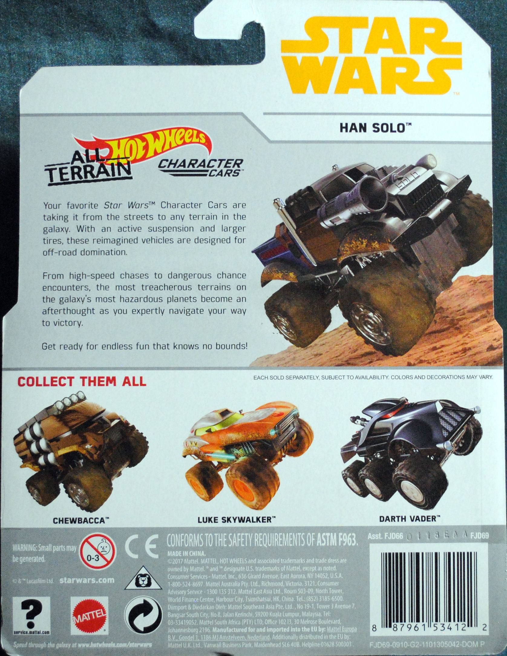Hot Wheels Star Wars Character Han Solo All Terrain SOLO: - Hot Wheels by Mattel (Star Wars Hot Wheels) action figure collectible [Barcode 0887961534122] - Main Image 2