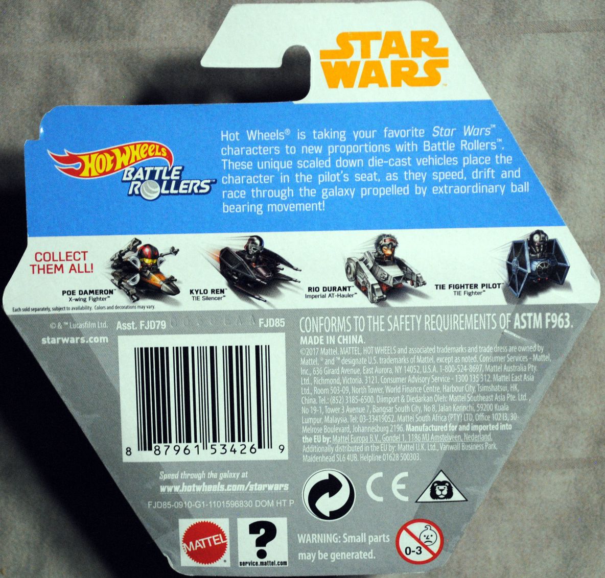 Hot Wheels Star Wars Battle Rollers Character Han Solo SOLO: - Hot Wheels from Mattel (Star Wars Hot Wheels) action figure collectible [Barcode 0887961534269] - Main Image 2