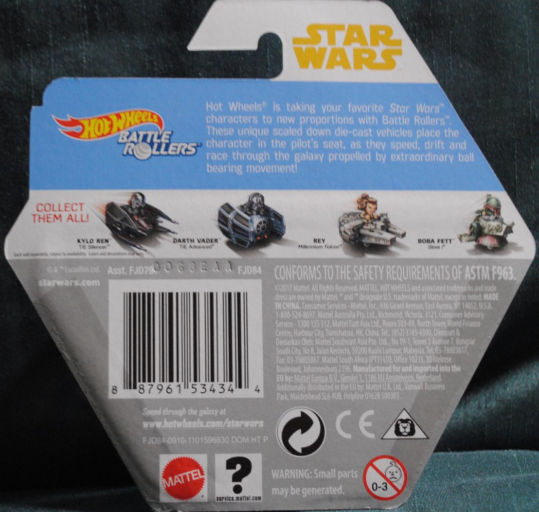 Hot Wheels Star Wars Battle Rollers Character Poe Dameron SOLO: - Hot Wheels by Mattel (Star Wars Hot Wheels) action figure collectible [Barcode 0887961534344] - Main Image 2