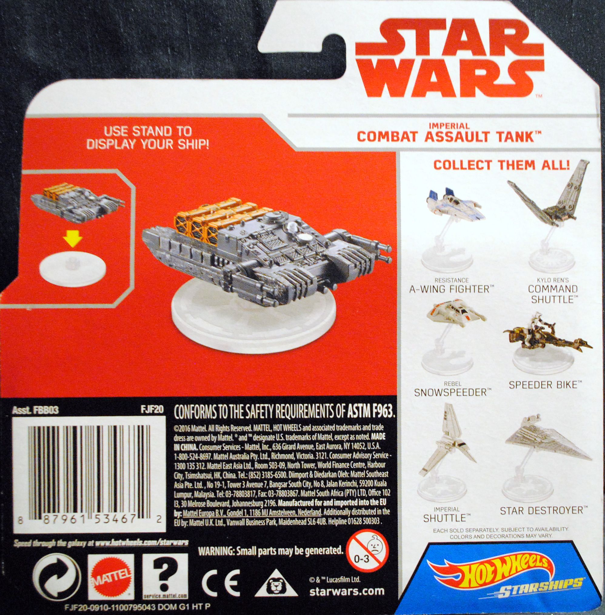 Hot Wheels Star Wars Vehicle Imperial Combat Assault Tank - Hot Wheels by Mattel (Star Wars Hot Wheels) action figure collectible [Barcode 0887961534672] - Main Image 2