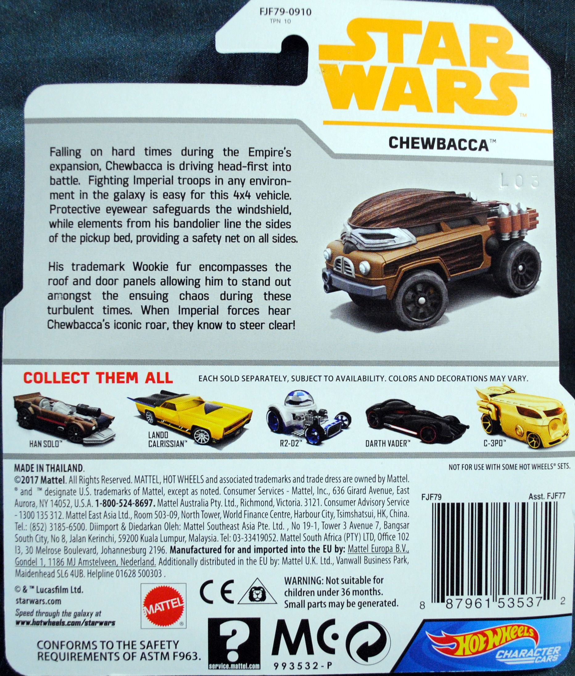 Hot Wheels Star Wars Character young Han Solo SOLO: - Hot Wheels by Mattel (Star Wars Hot Wheels) action figure collectible [Barcode 0887961535389] - Main Image 2