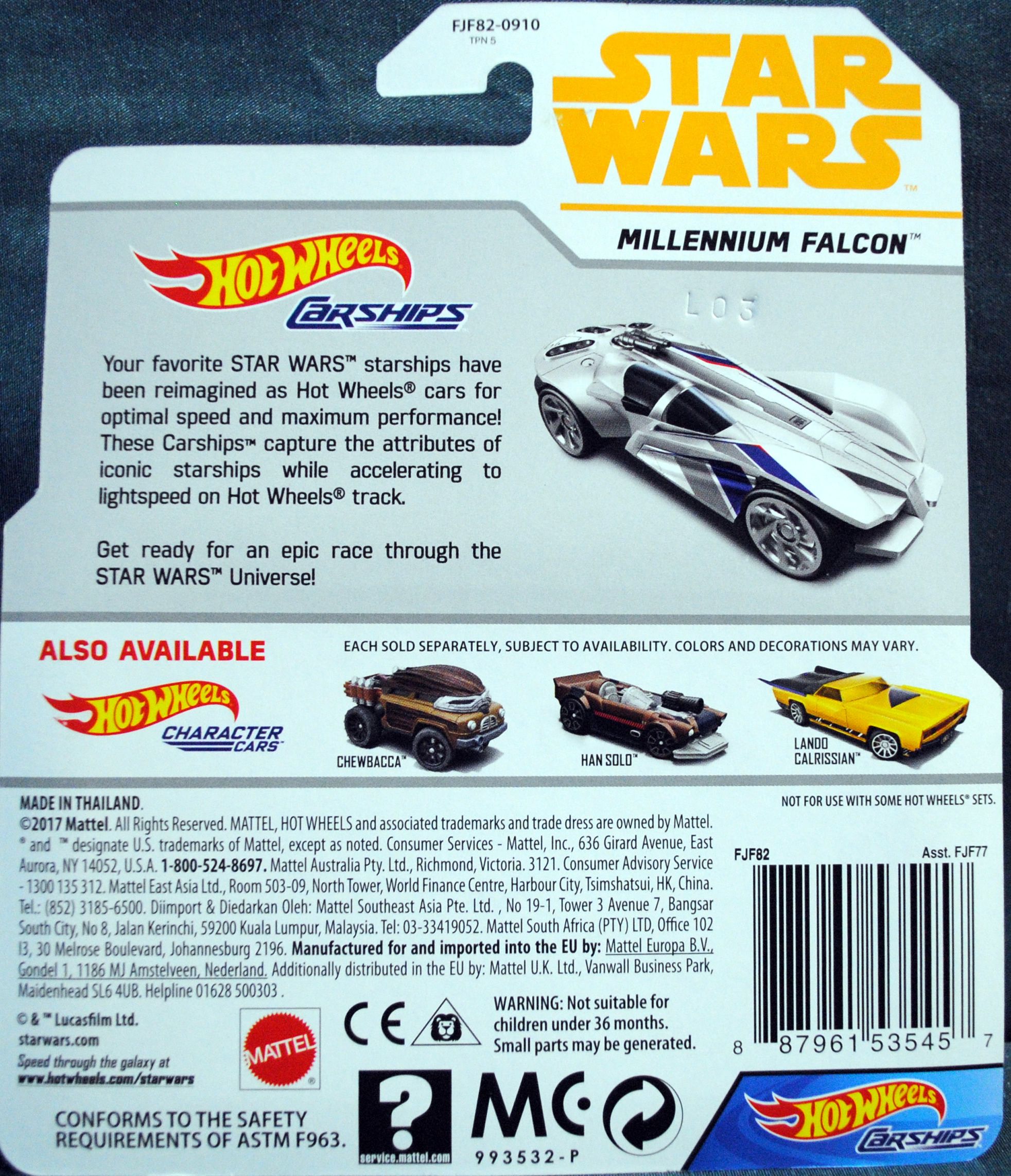 Hot Wheels Star Wars Carships Millennium Falcon SOLO: - Hot Wheels by Mattel (Star Wars Hot Wheels) action figure collectible [Barcode 0887961535457] - Main Image 2
