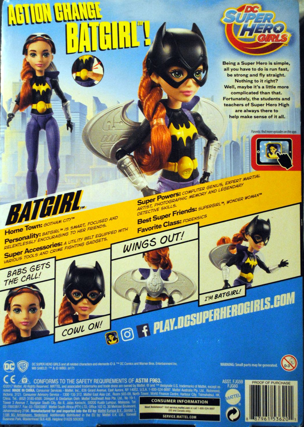 DC Super Hero Girls 12 inch Batgirl Action Change Doll - DC Mattel (DC Super Hero Girls) action figure collectible [Barcode 0887961536201] - Main Image 2