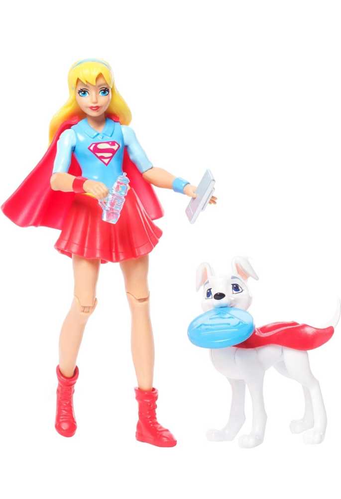 DC Super Hero Girls 6 inch Supergirl and her pet Krypto 2 pack - DC Mattel (DC Super Hero Girls) action figure collectible [Barcode 0887961536386] - Main Image 3