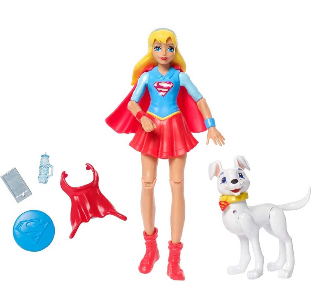 DC Super Hero Girls 6 inch Supergirl and her pet Krypto 2 pack - DC Mattel (DC Super Hero Girls) action figure collectible [Barcode 0887961536386] - Main Image 4