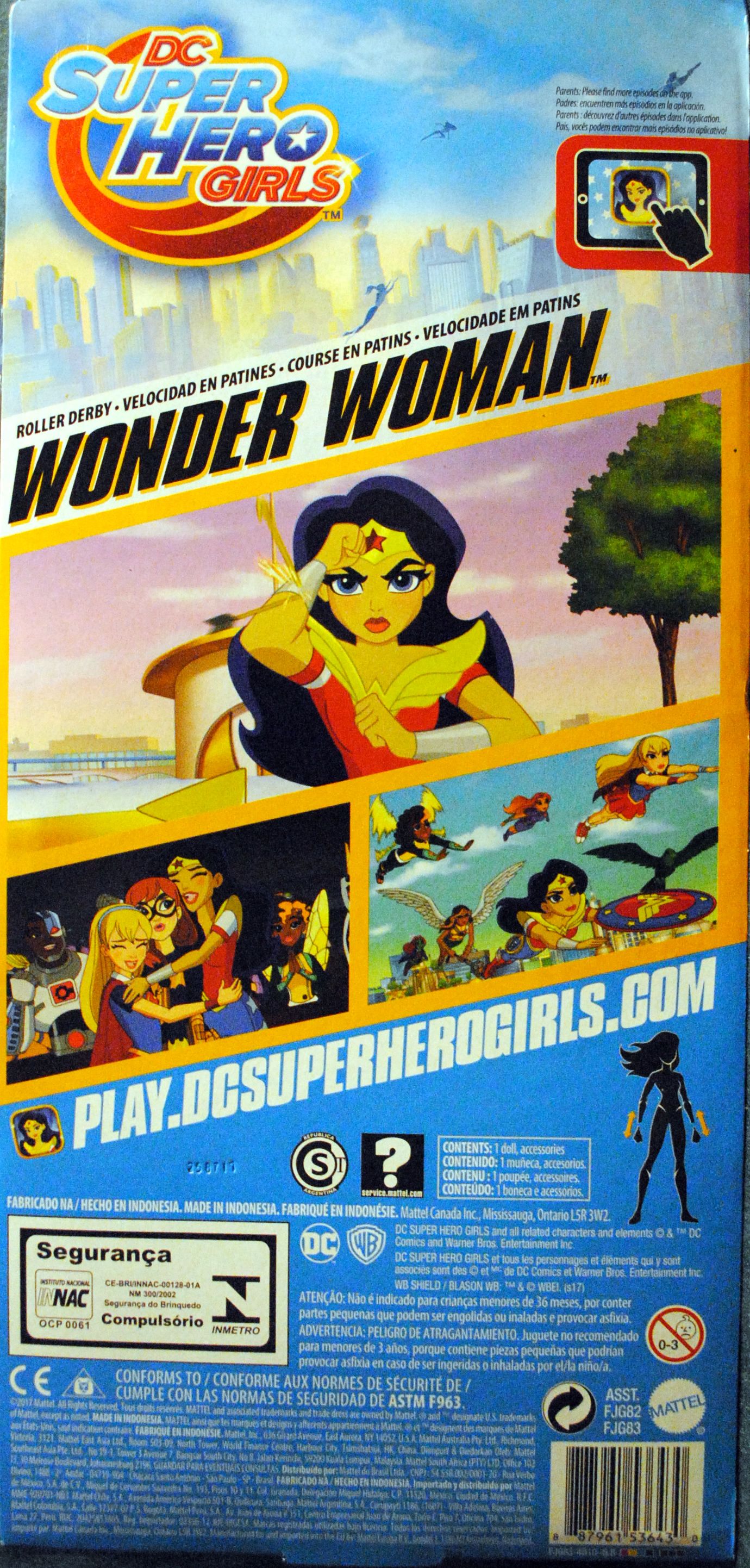 DC Super Hero Girls 12 inch Wonder Woman Roller Derby Doll - DC Mattel (DC Super Hero Girls) action figure collectible [Barcode 0887961536430] - Main Image 2