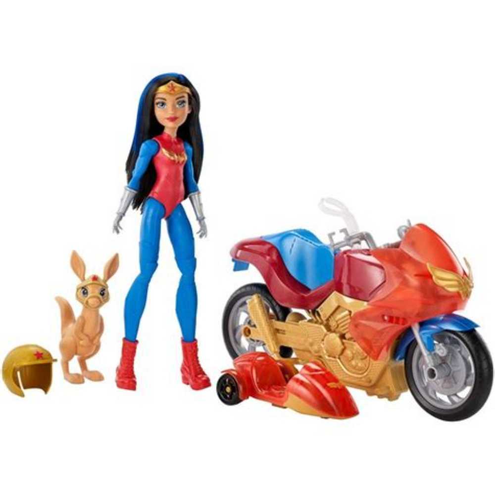 DC Super Hero Girls 12 inch Wonder Woman Action Figure With Motorcycle and pet Jumpa - DC Mattel (DC Super Hero Girls) action figure collectible [Barcode 0887961536515] - Main Image 4