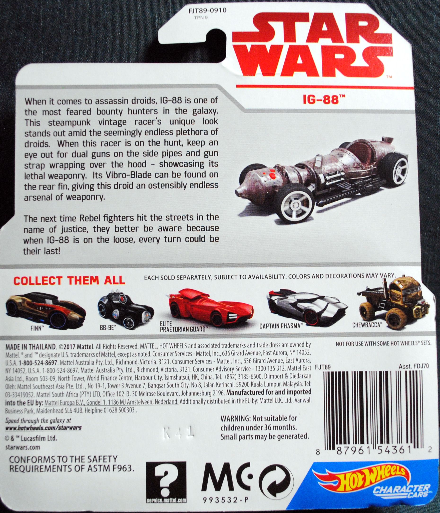 Hot Wheels Star Wars Character IG-88 Last Jedi ESB - Hot Wheels by Mattel (Star Wars Hot Wheels) action figure collectible [Barcode 0887961543612] - Main Image 2