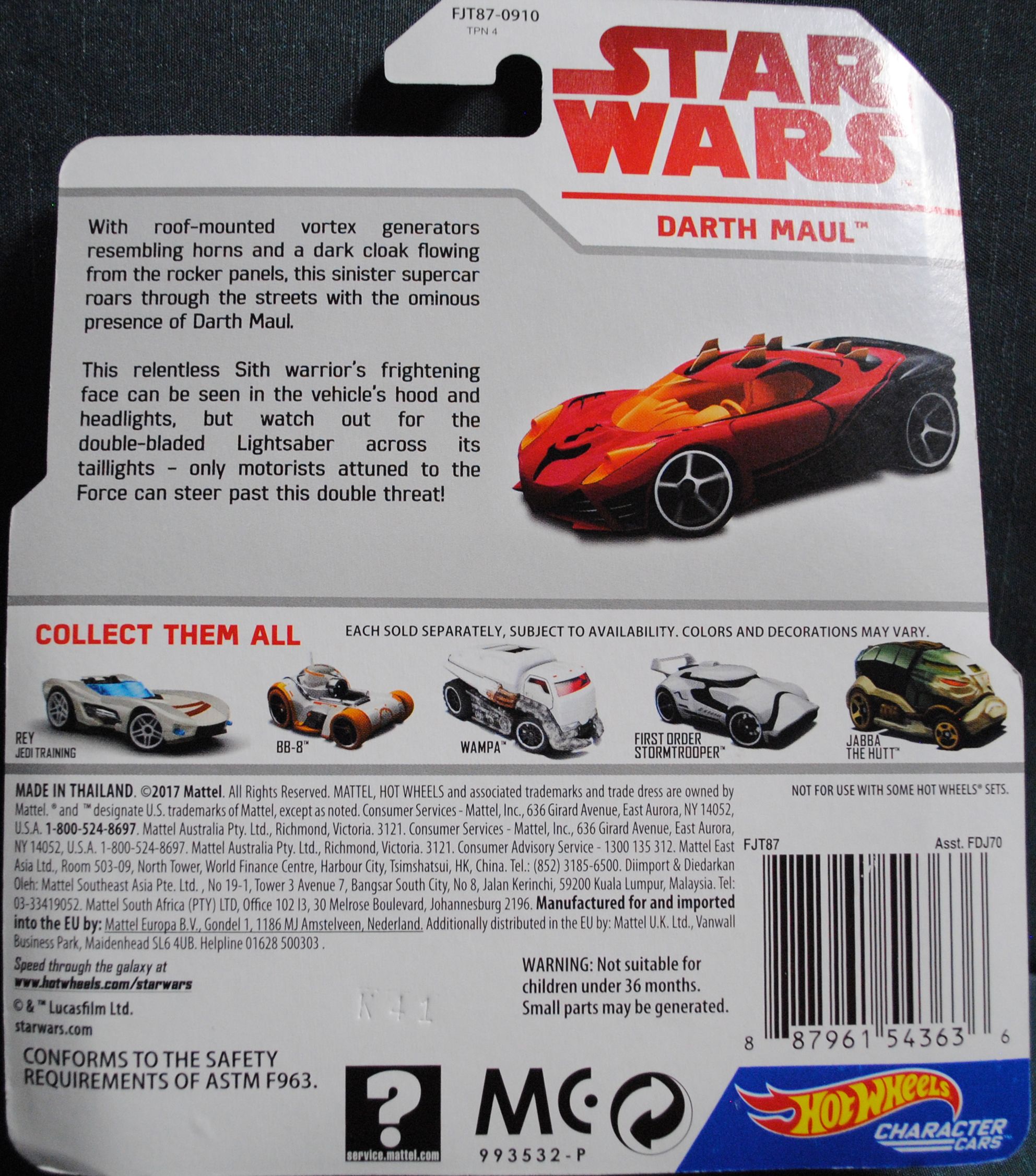 Hot Wheels Star Wars Character Darth Maul Last Jedi TPM - Hot Wheels by Mattel (Star Wars Hot Wheels) action figure collectible [Barcode 0887961543636] - Main Image 2