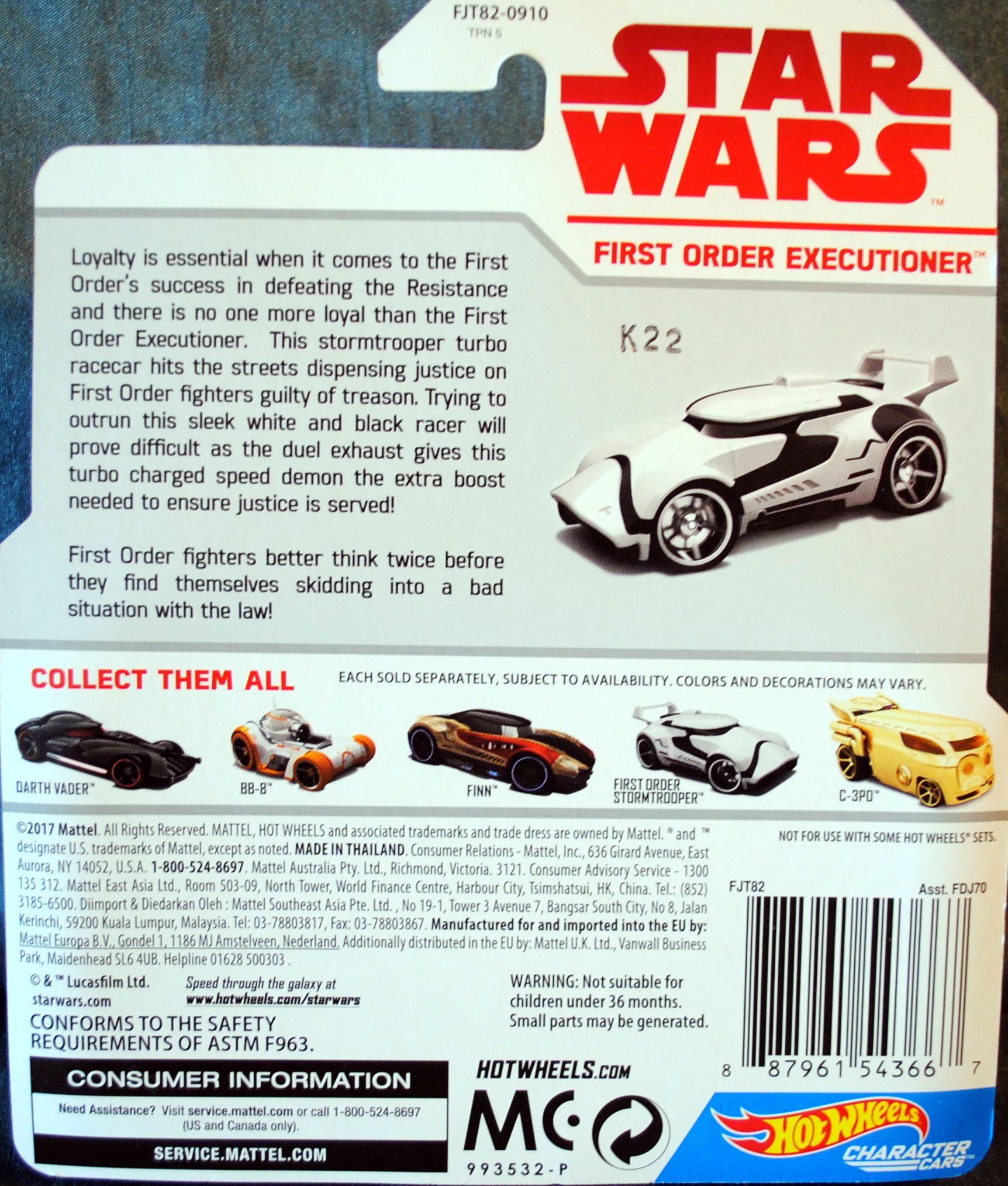 Hot Wheels Star Wars Character First Order Executioner The Last Jedi  (Star Wars Hot Wheels) action figure collectible [Barcode 0887961543667] - Main Image 2
