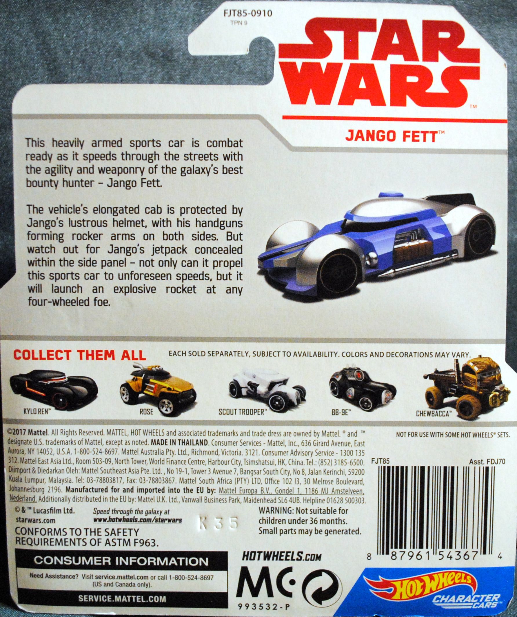 Hot Wheels Star Wars Character Jango Fett Last Jedi - Hot Wheels by Mattel (Star Wars Hot Wheels) action figure collectible [Barcode 0887961543674] - Main Image 2