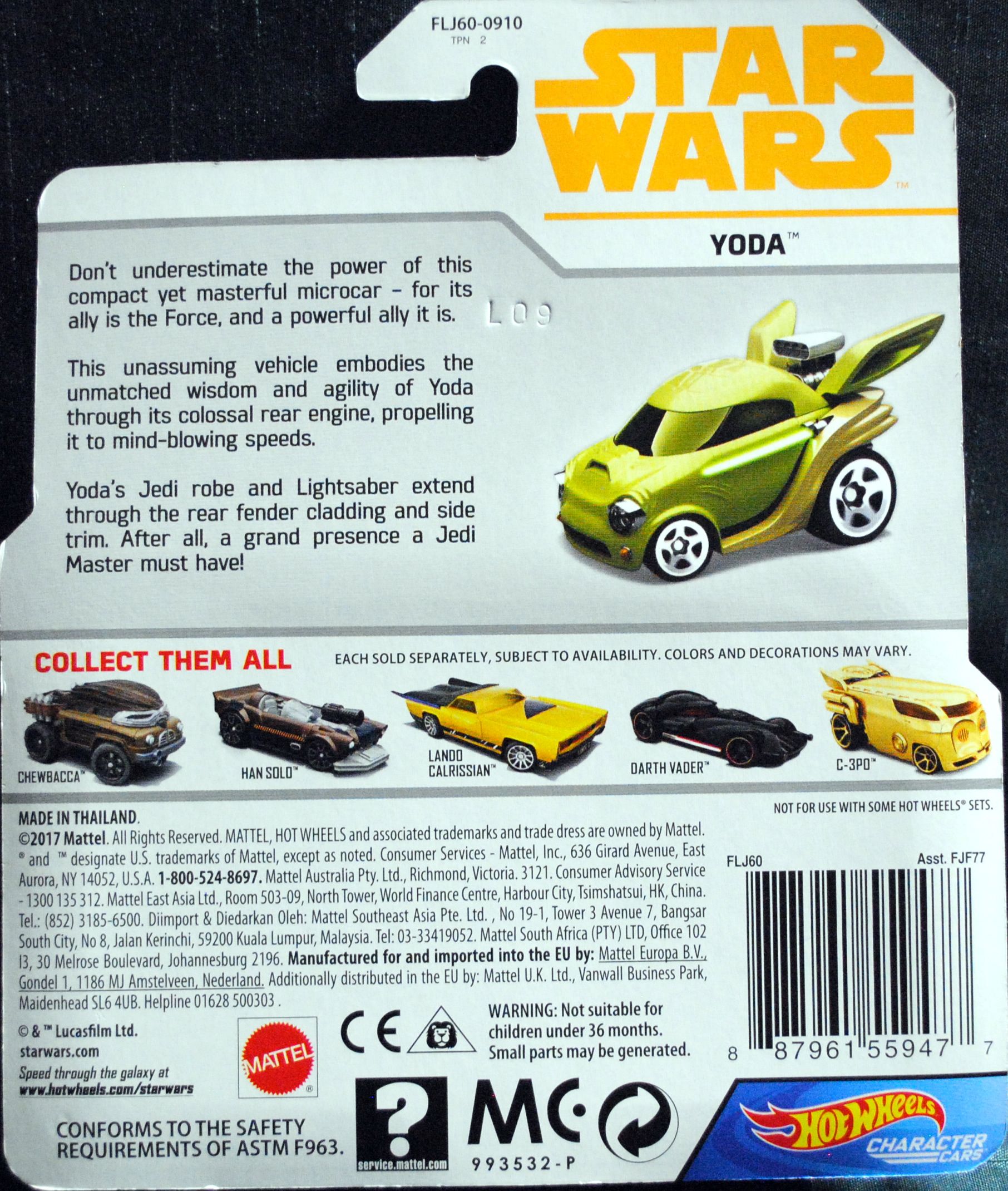 Hot Wheels Star Wars Character Yoda SOLO: - Hot Wheels from Mattel (Star Wars Hot Wheels) action figure collectible [Barcode 0887961559477] - Main Image 2
