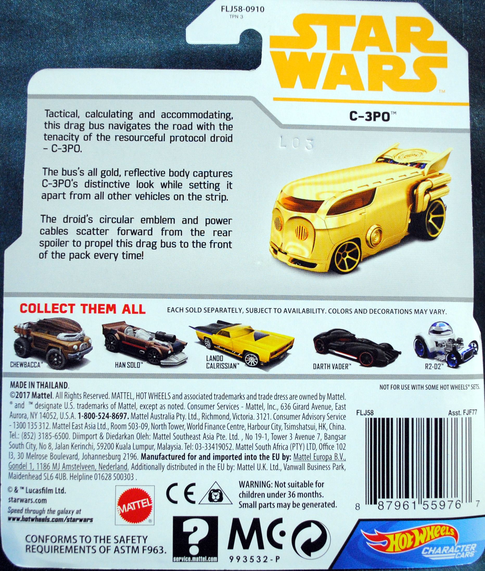 Hot Wheels Star Wars Character C-3PO SOLO: - Hot Wheels from Mattel (Star Wars Hot Wheels) action figure collectible [Barcode 0887961559767] - Main Image 2
