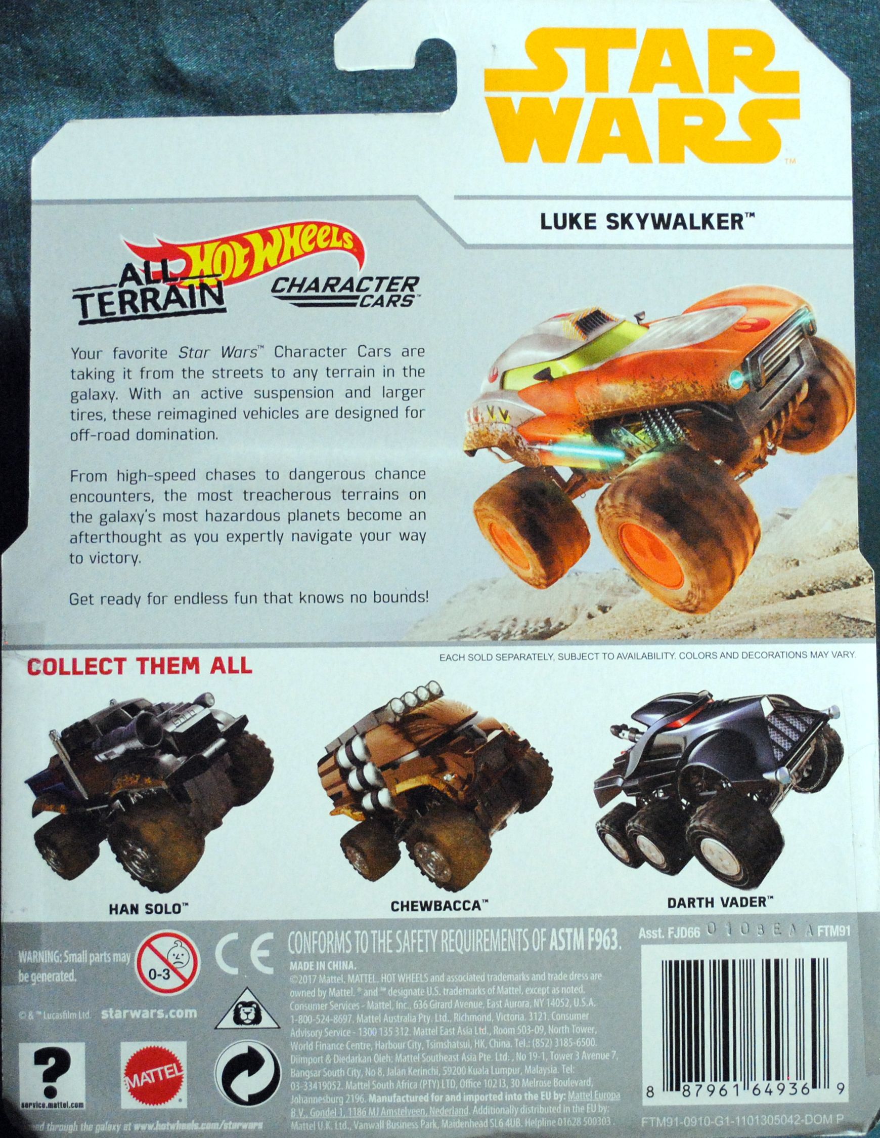 Hot Wheels Star Wars Character Luke Skywalker All Terrain SOLO: - Hot Wheels from Mattel (Star Wars Hot Wheels) action figure collectible [Barcode 0887961649369] - Main Image 2