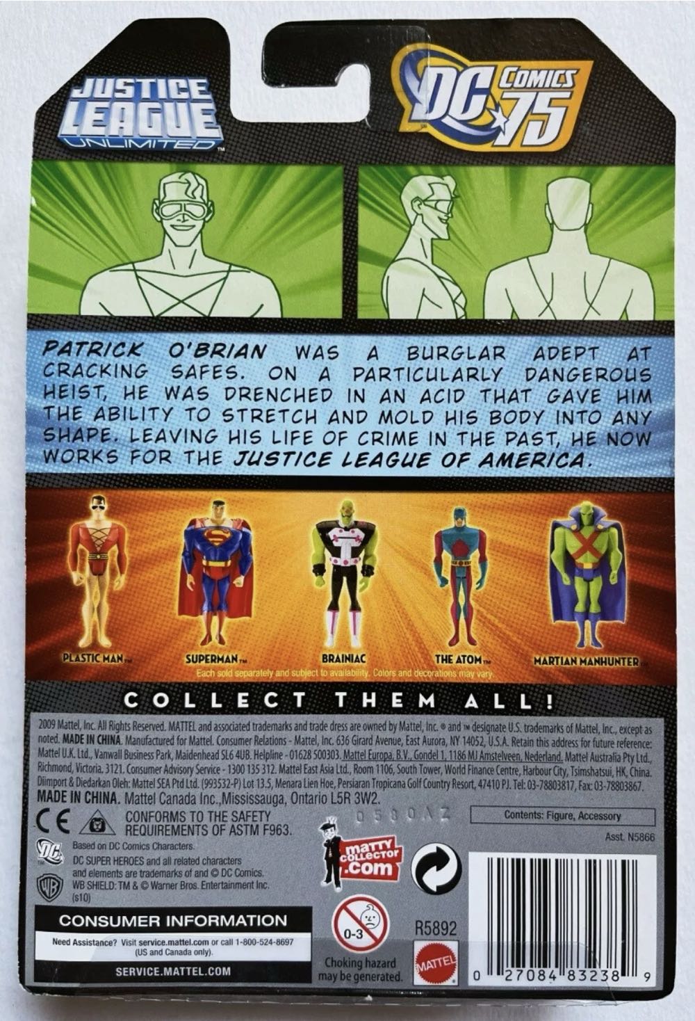 JLU Plastic Man - Mattel (Justice League Animated) action figure collectible [Barcode 027084832389] - Main Image 2