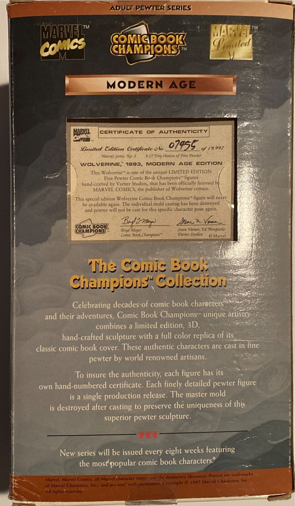 Fine Pewter Limited Edition Collections Comic Book Champions Wolverine Statue:  - Marvel Characters Inc (Fine Pewter Limited Edition Collector Series) action figure collectible [Barcode 095949105091] - Main Image 2