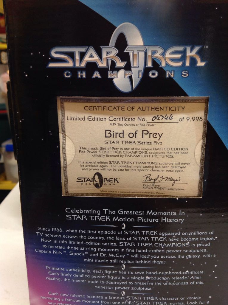 Star Trek Champions Bird Of Prey The Search For Spock Fine Pewter Figure - Paramount Pictures (Star Trek Champions) action figure collectible [Barcode 095949123064] - Main Image 2